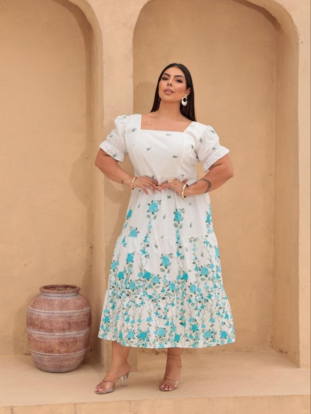 Vestido Feminino Plus Size Tricoline ⭐