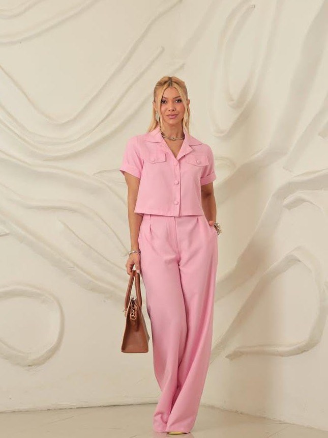 Conjunto Casual Feminino Calça Pantalona e Blusa