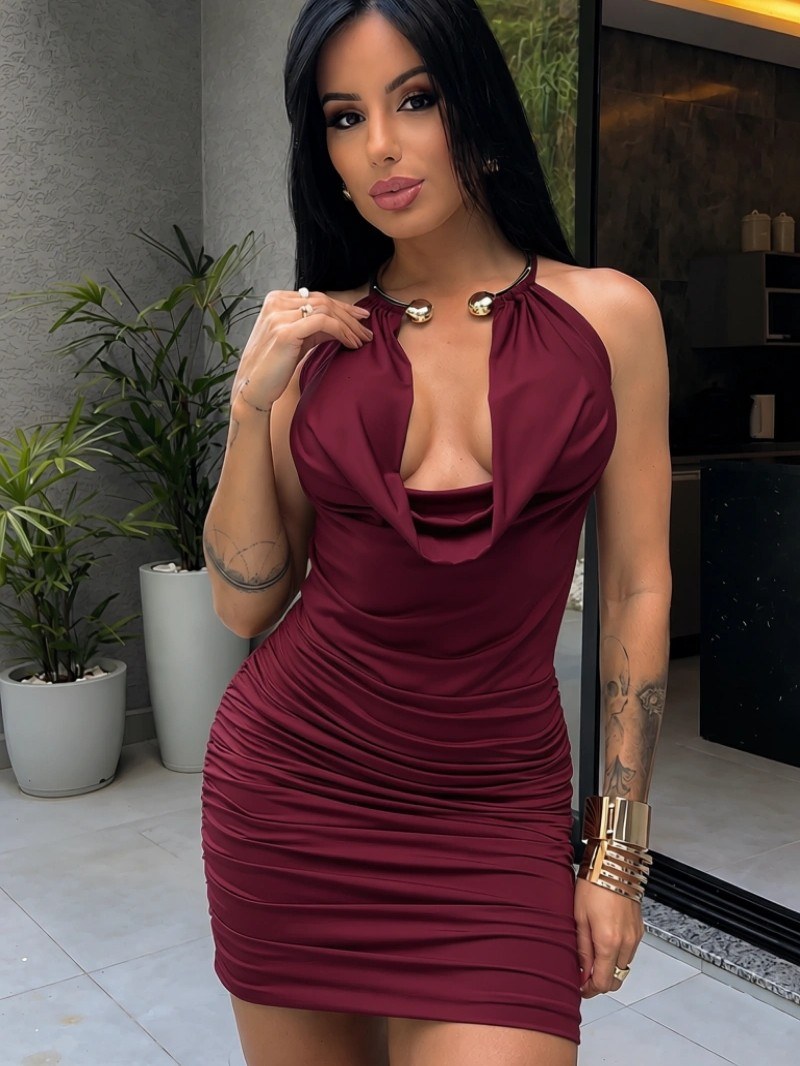 Vestido Curto Feminino Frente Única Poliamida ⭐