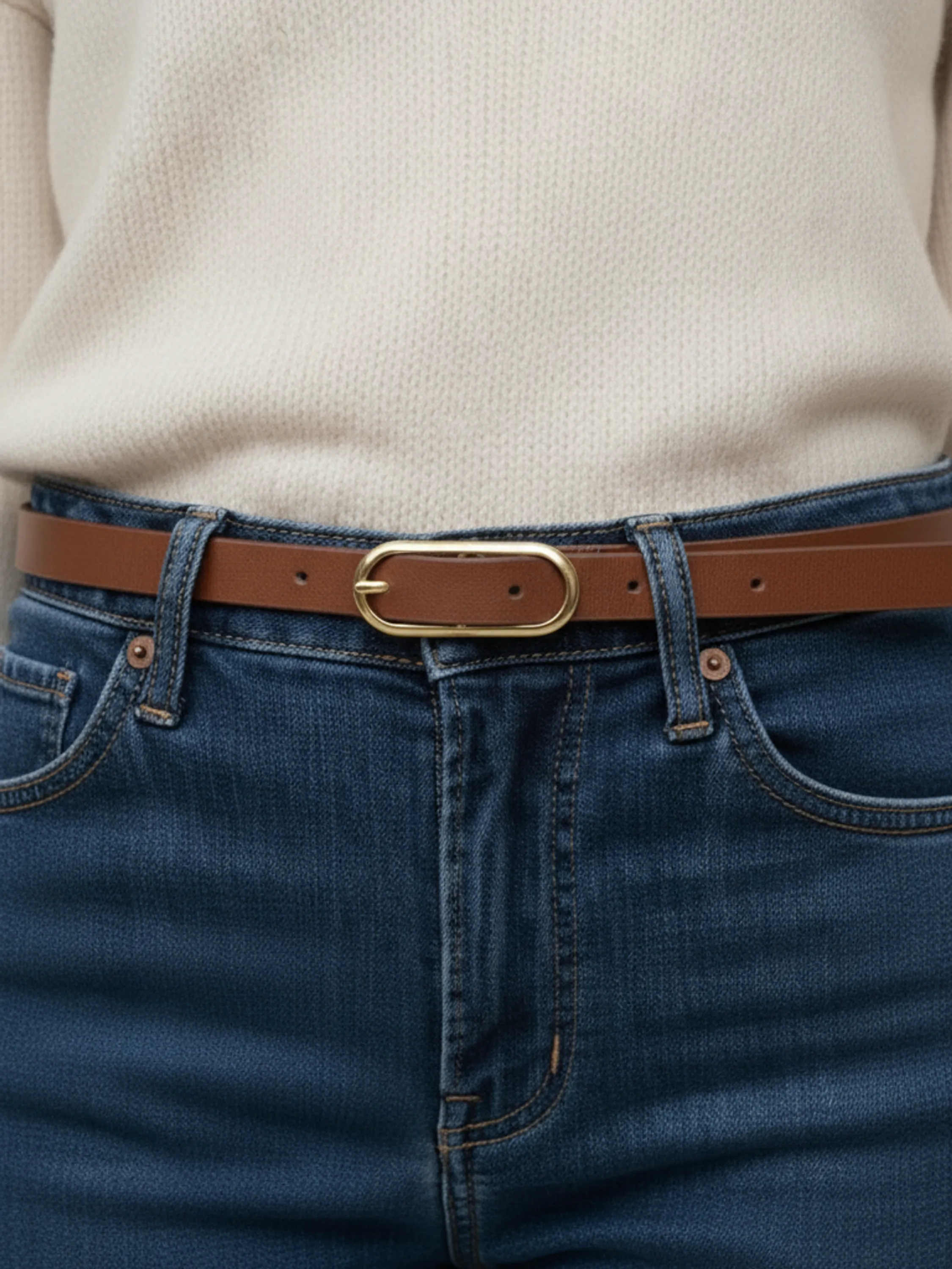 Cinto Feminino Fivela Oval Dourado ⭐