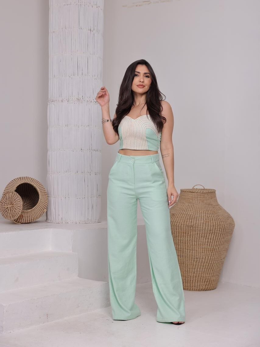 Conjunto Feminino Cropped e Calça Sensorial ⭐