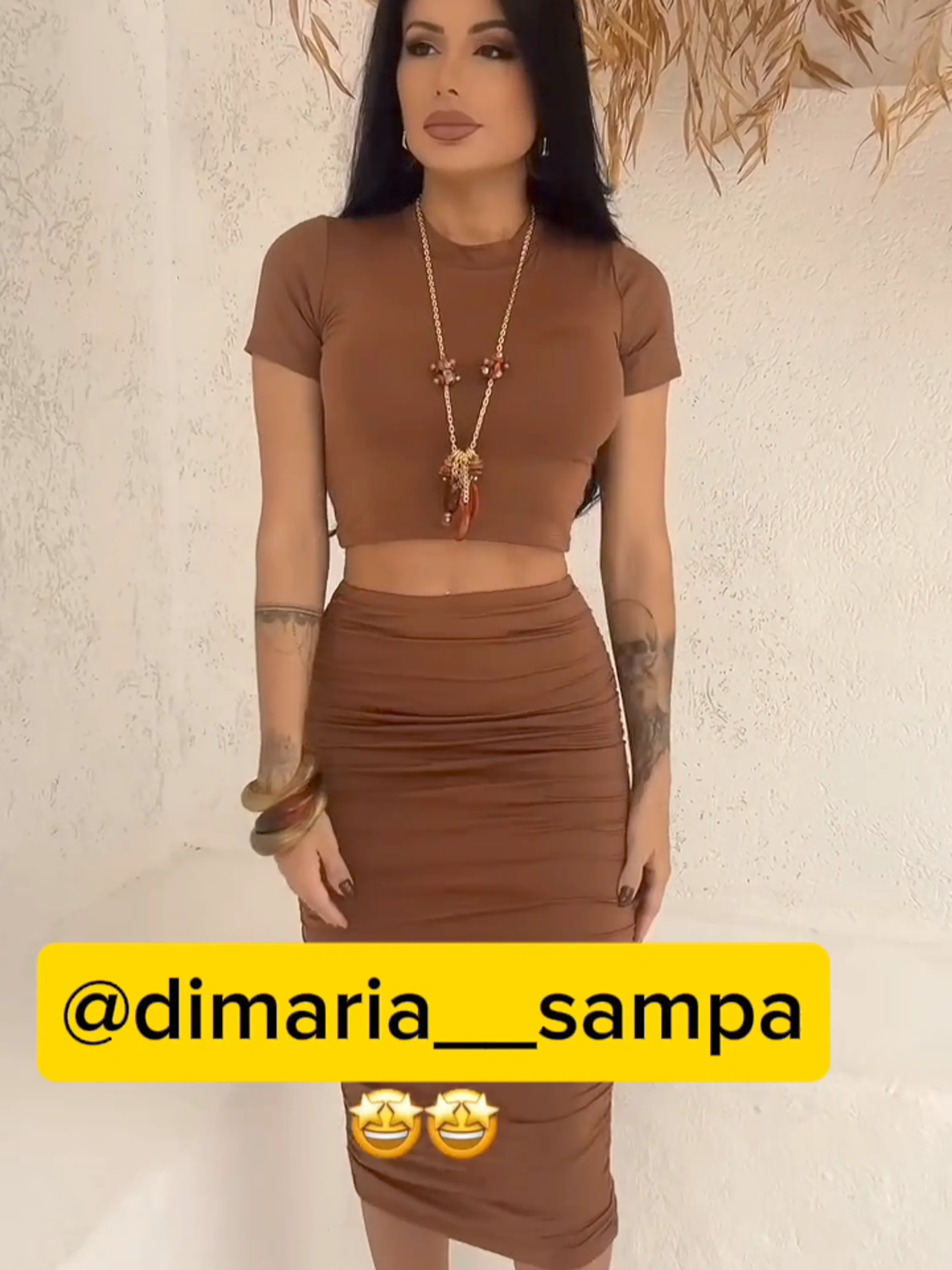 Conjunto Feminino Cropped com Bojo + Saia ⭐