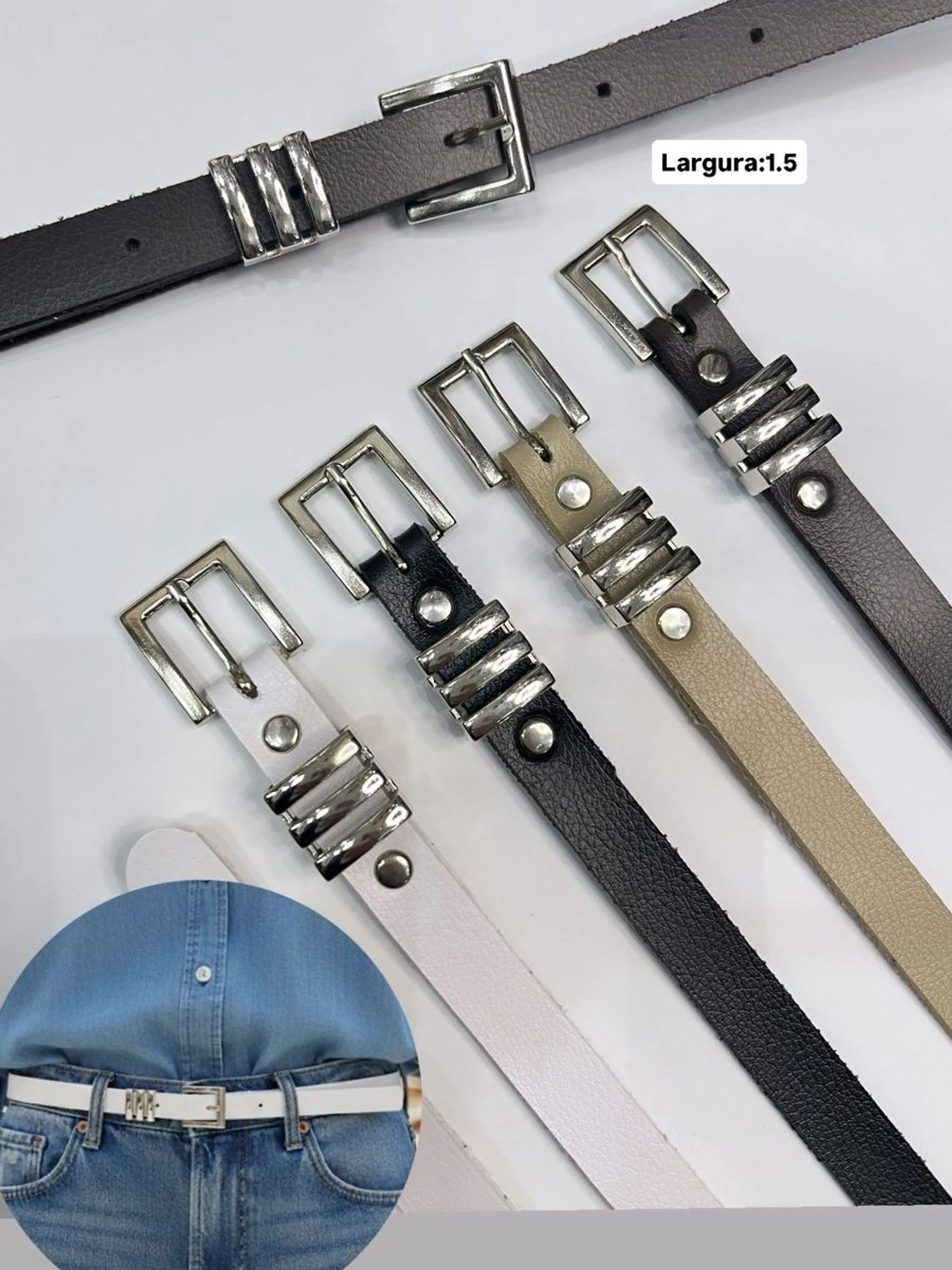 Cinto Feminino com Fivela Prata ⭐