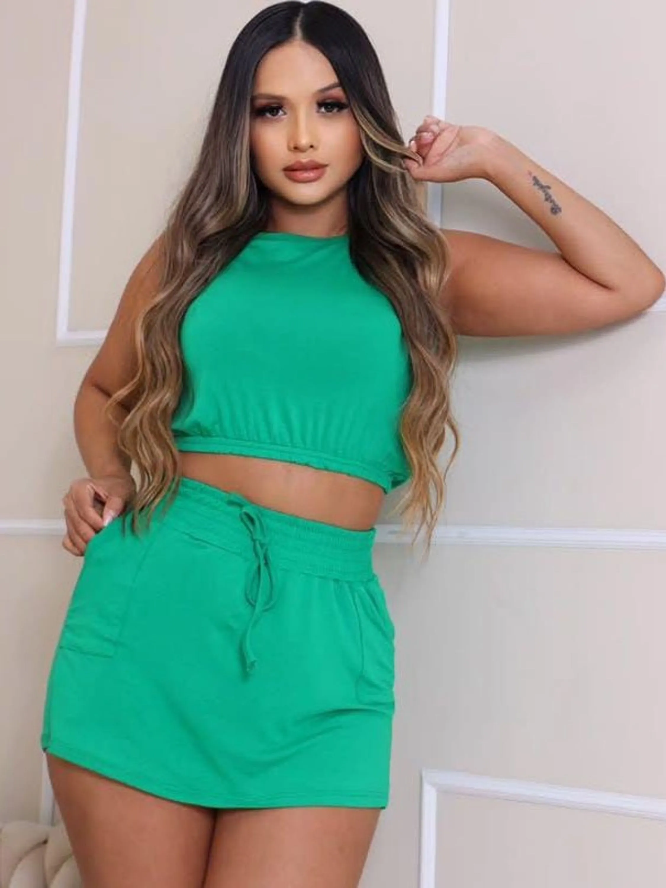 Conjunto Feminino Short Saia ⭐