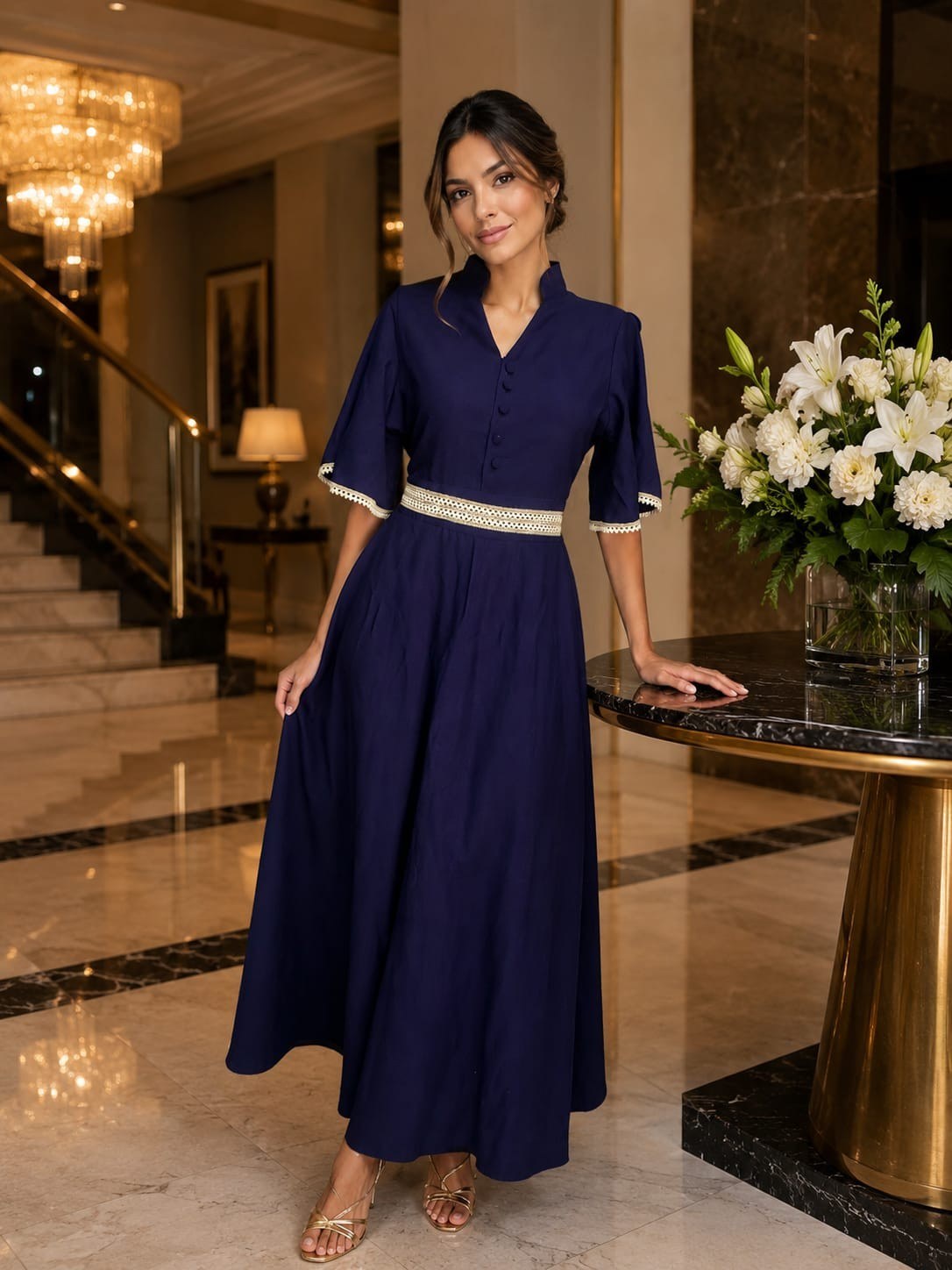 Vestido Feminino Moda Evangélica Longo com Elastex