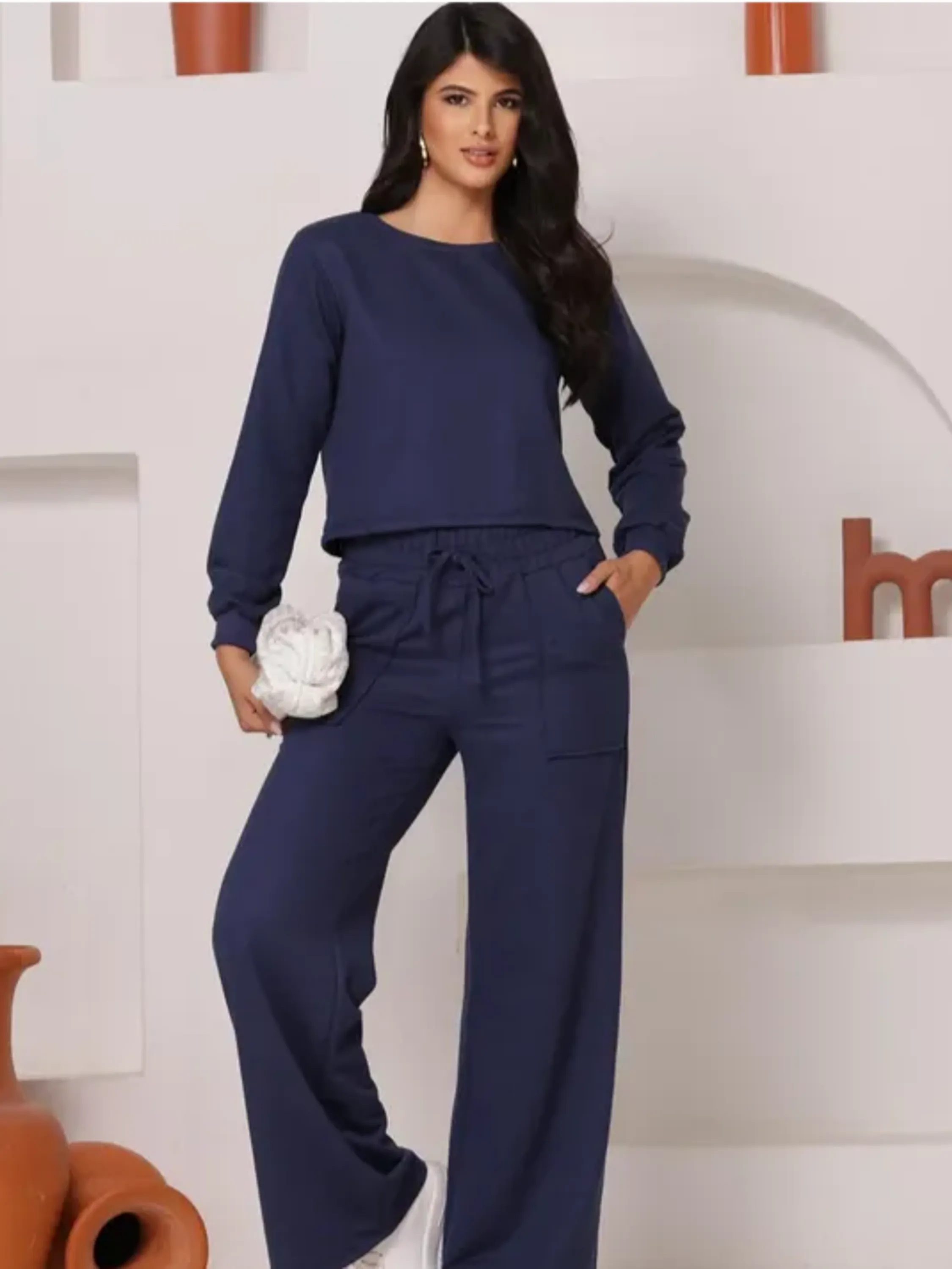 Conjunto Feminino Calça Pantalona + Blusa ⭐