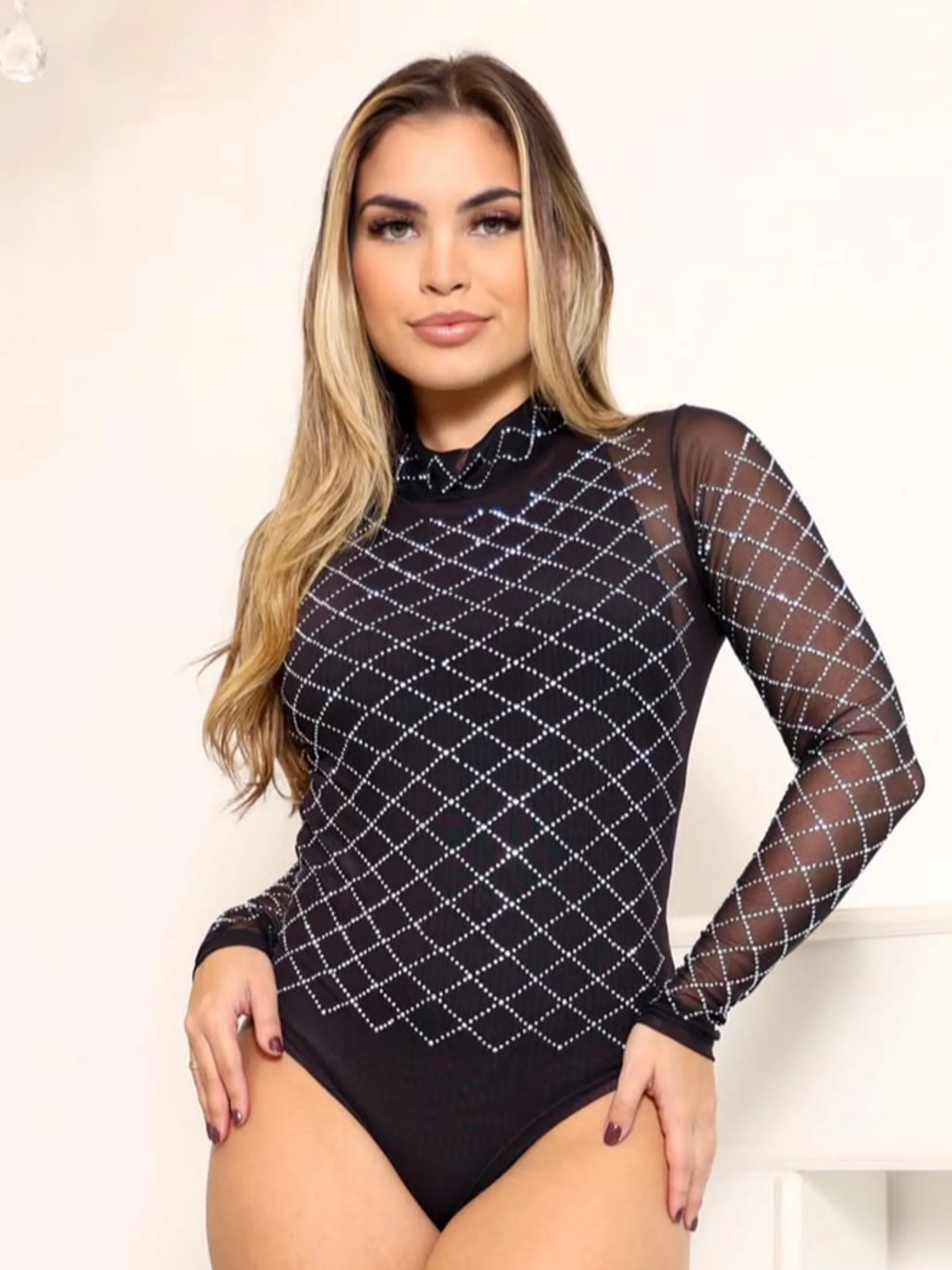 Body Feminino Tule com Pedraria ⭐