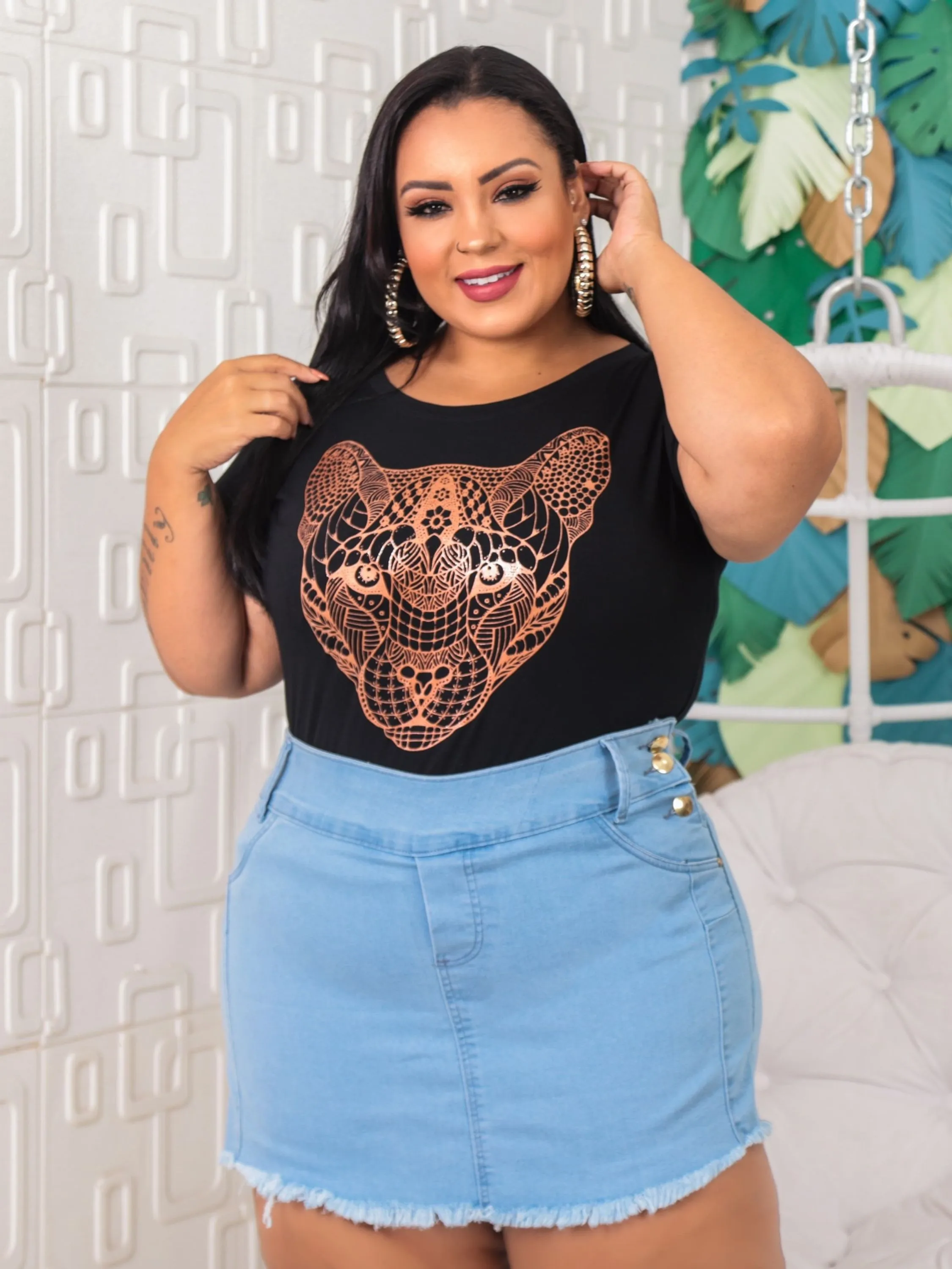 Short-Saia Plus Size Jeans ⭐