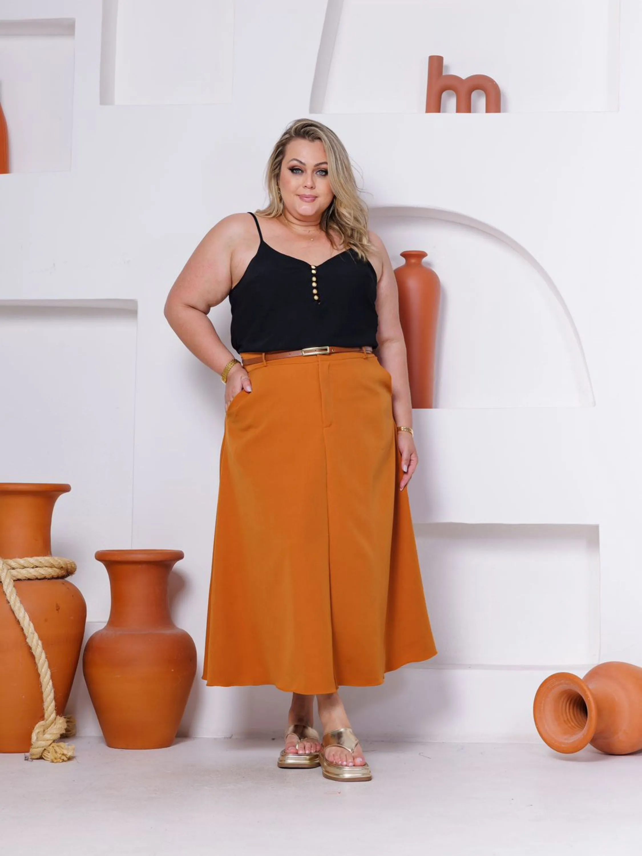 Saia Godê Plus Size com Cinto  ⭐⭐