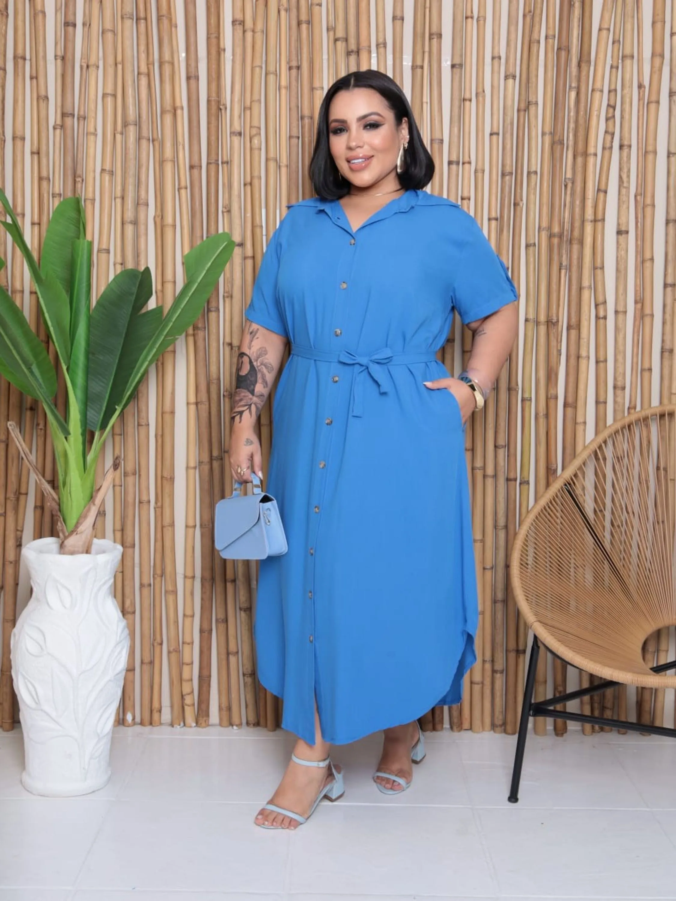 Vestido Feminino Chemise Plus Size ⭐