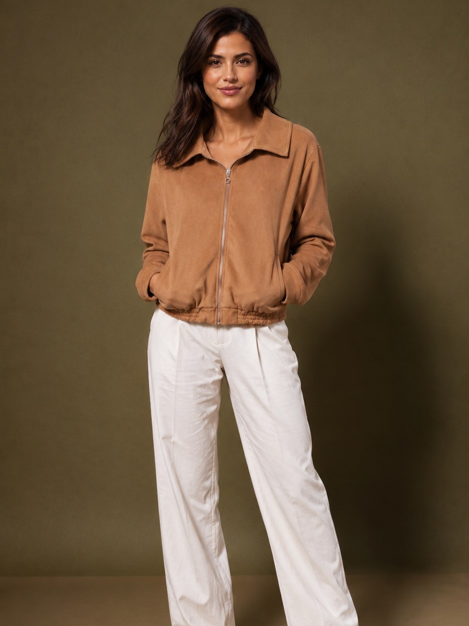 Casaco Jaqueta Feminina em Suede
