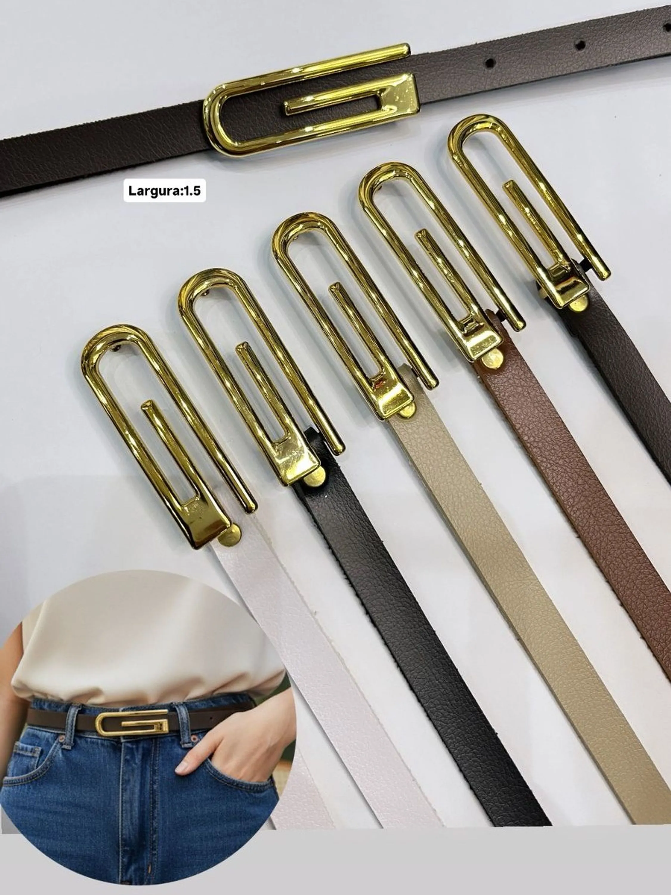 Cinto Feminino com Fivela Dourada ⭐
