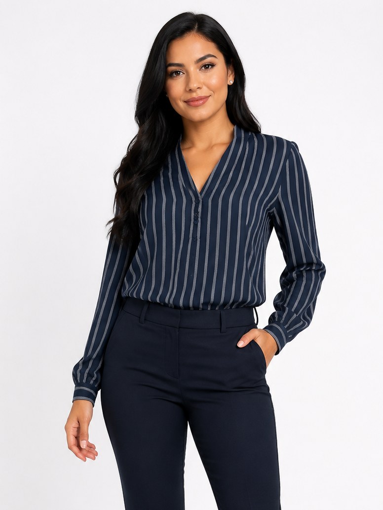 Camisa Casual Manga Longa Feminina Listrada