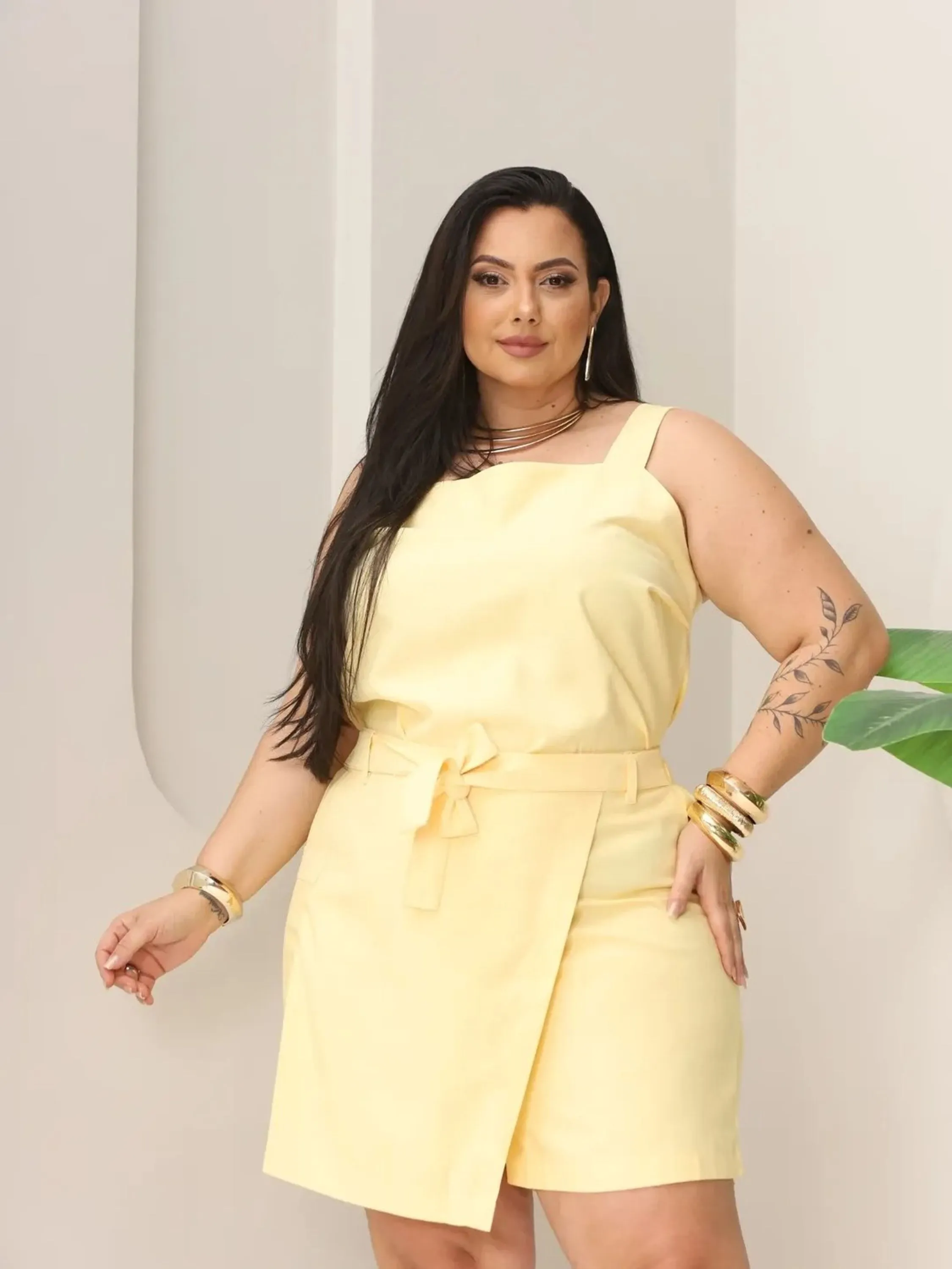 Conjunto Feminino Plus Size Shorts Saia ⭐