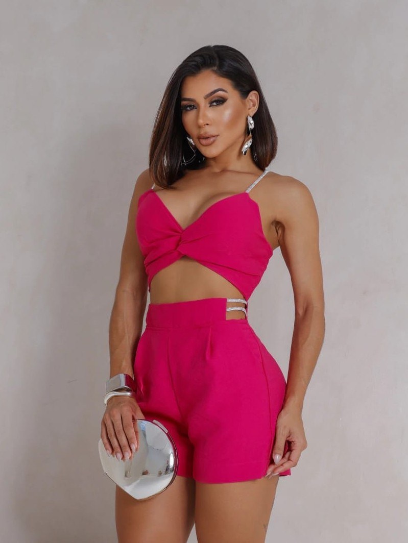 Conjunto Feminino Cropped e Shorts Alfaiataria ⭐