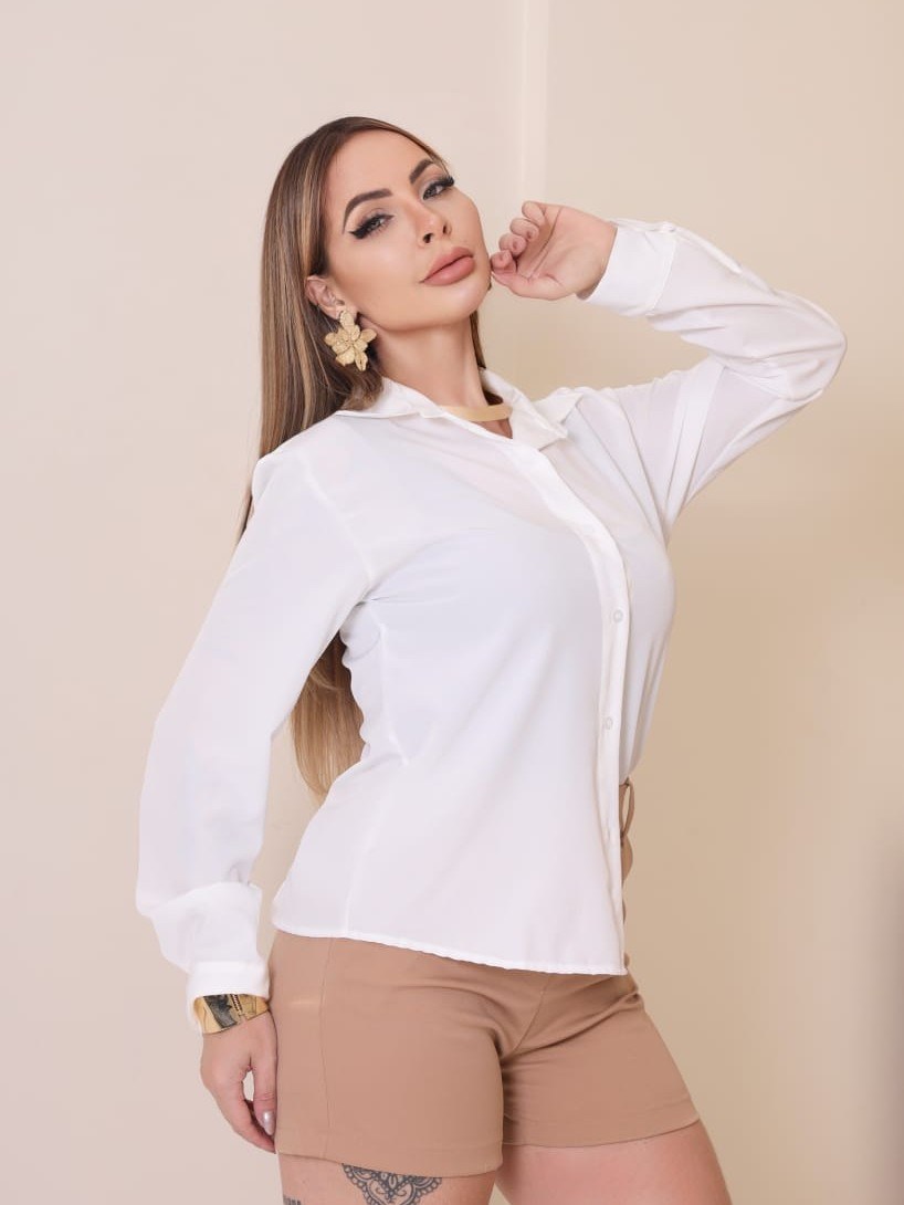 Camisa Feminina Social Manga Longa ⭐