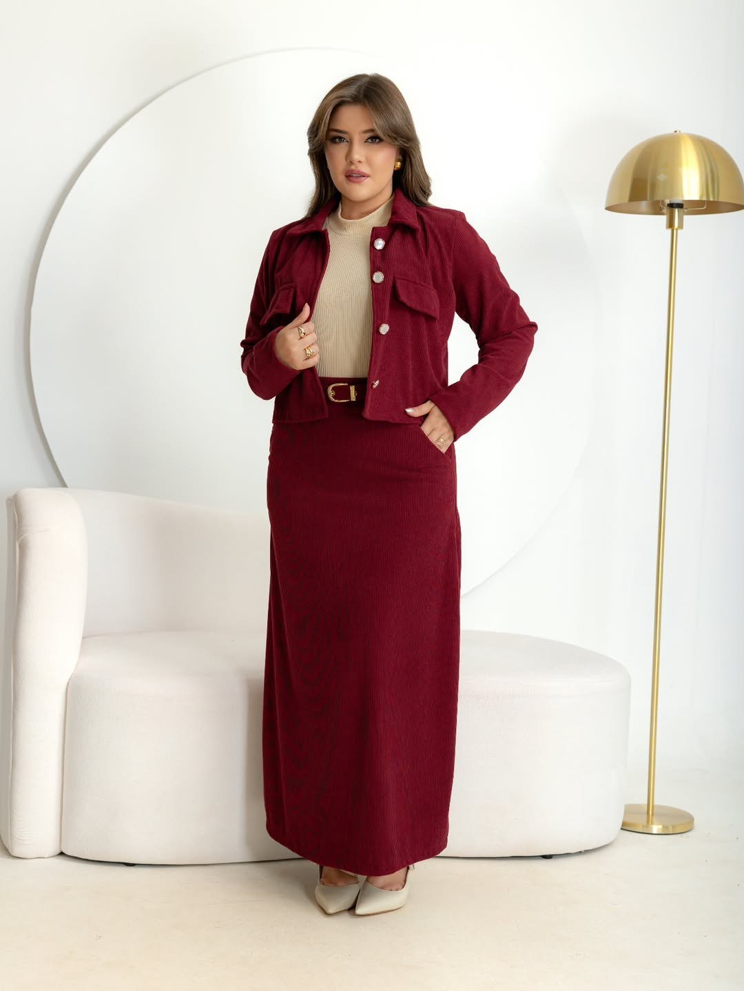 Conjunto Feminino Jaqueta e Saia Veludo ⭐