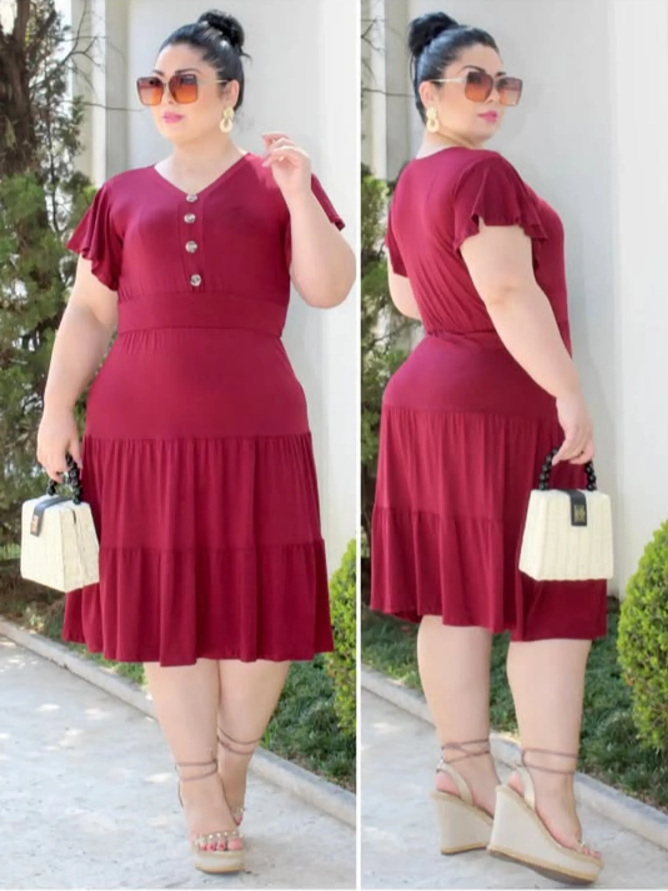 Vestido Midi Plus Size Dia a Dia ⭐