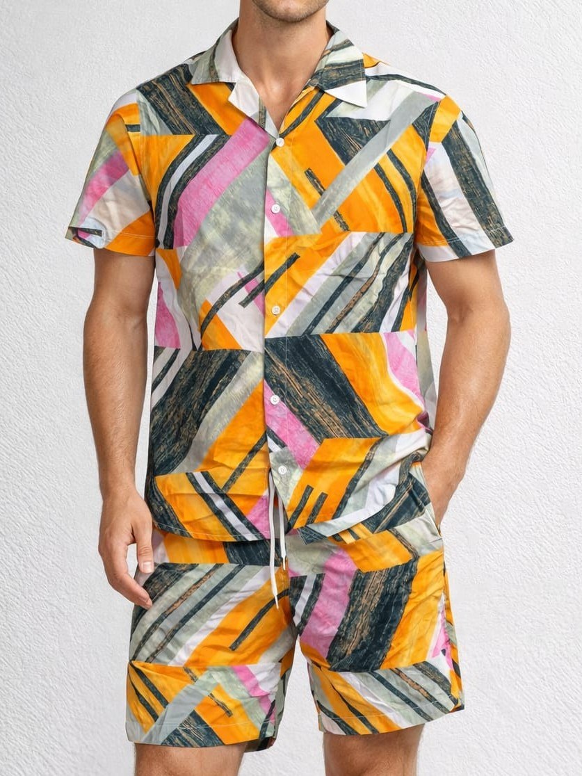 Conjunto Masculino Camisa e Short Viscose ⭐