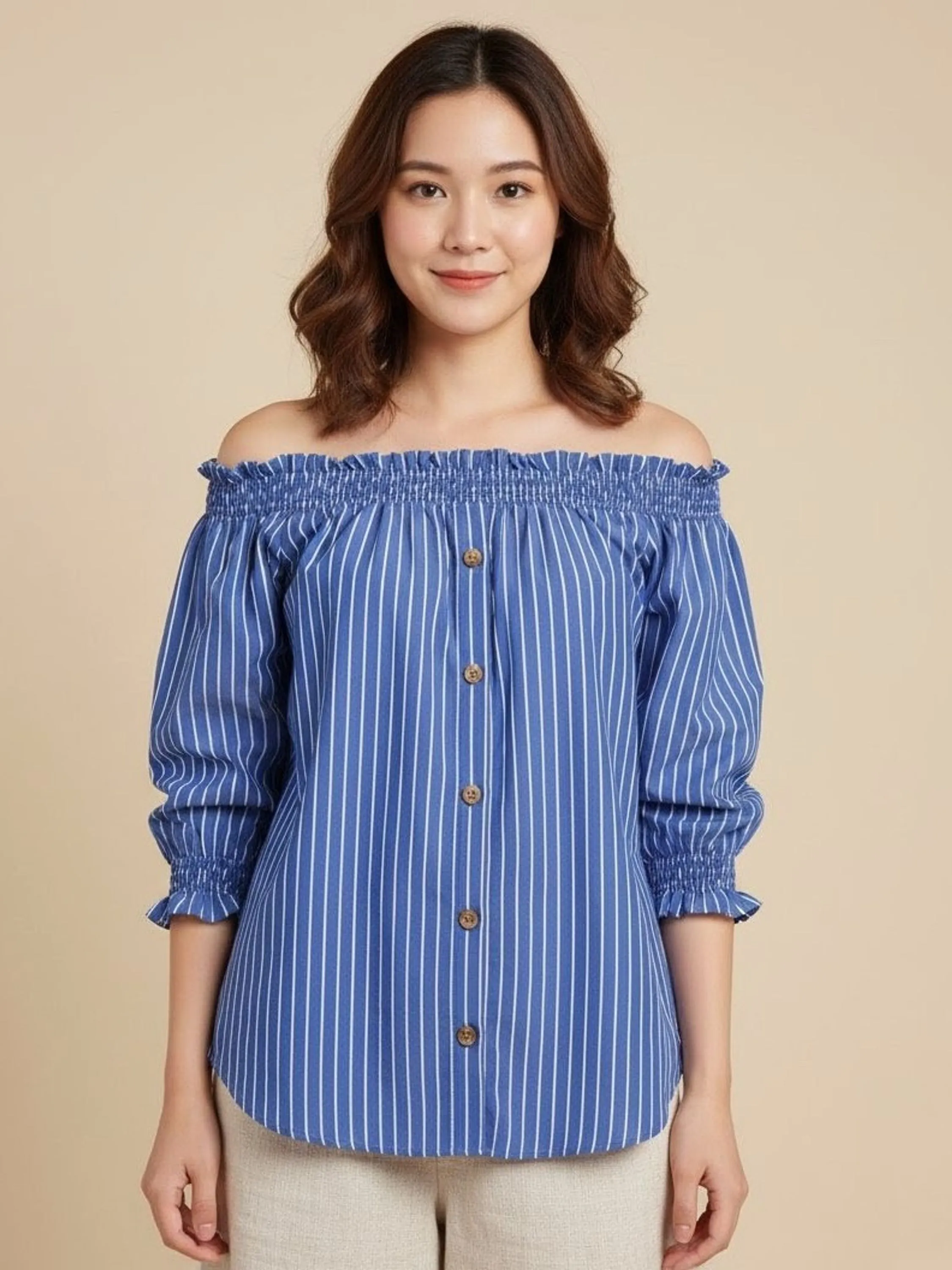 Blusa Feminina Tomara que Caia Listrada em Viscolinho ⭐