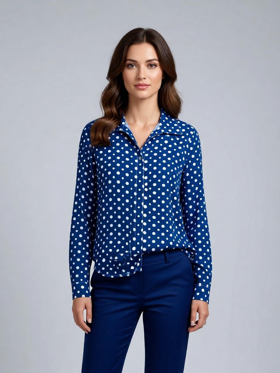 Camisa Feminina Manga Longa Poá