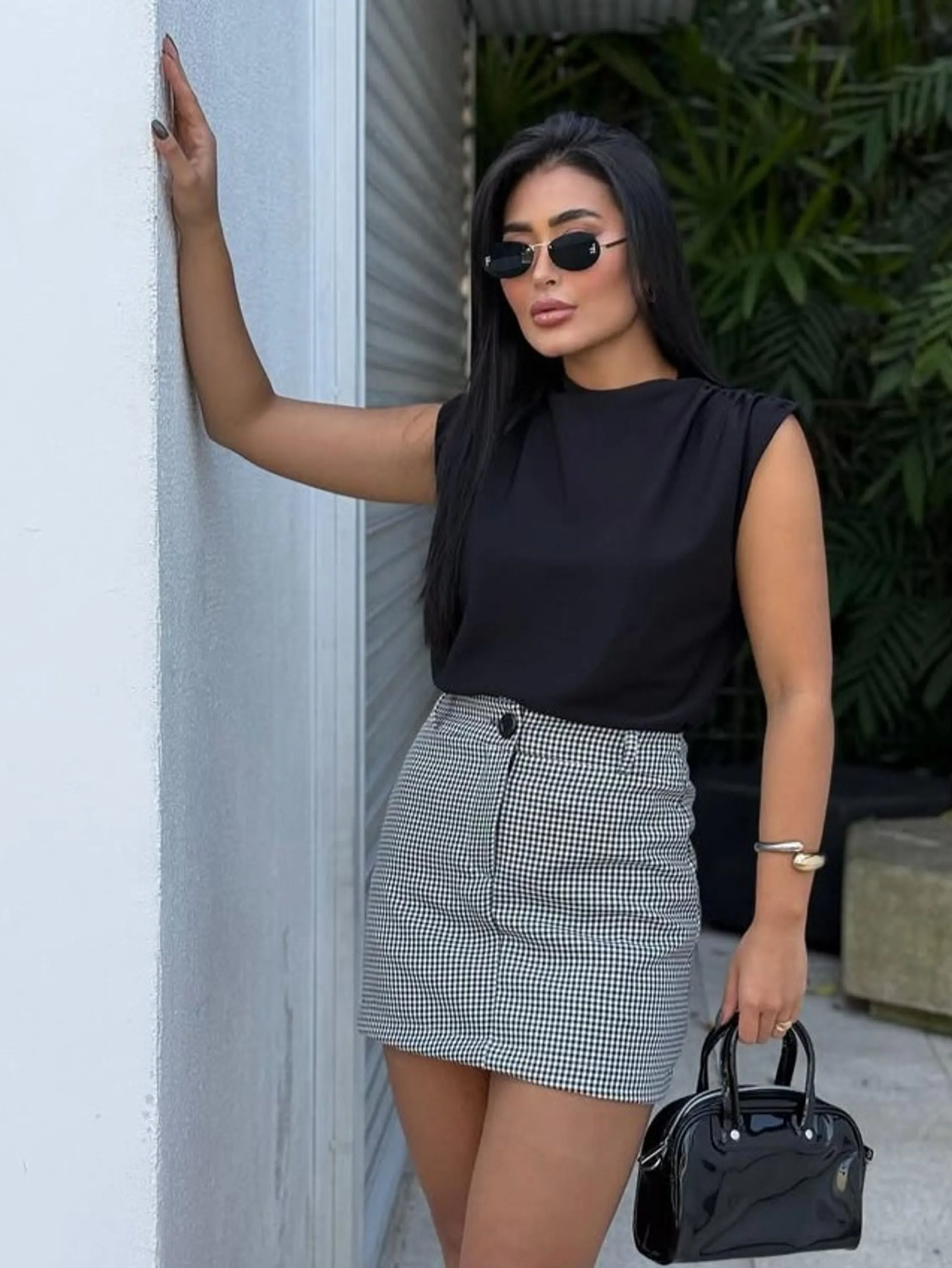 Short Saia Quadriculado Alfaiataria ⭐⭐