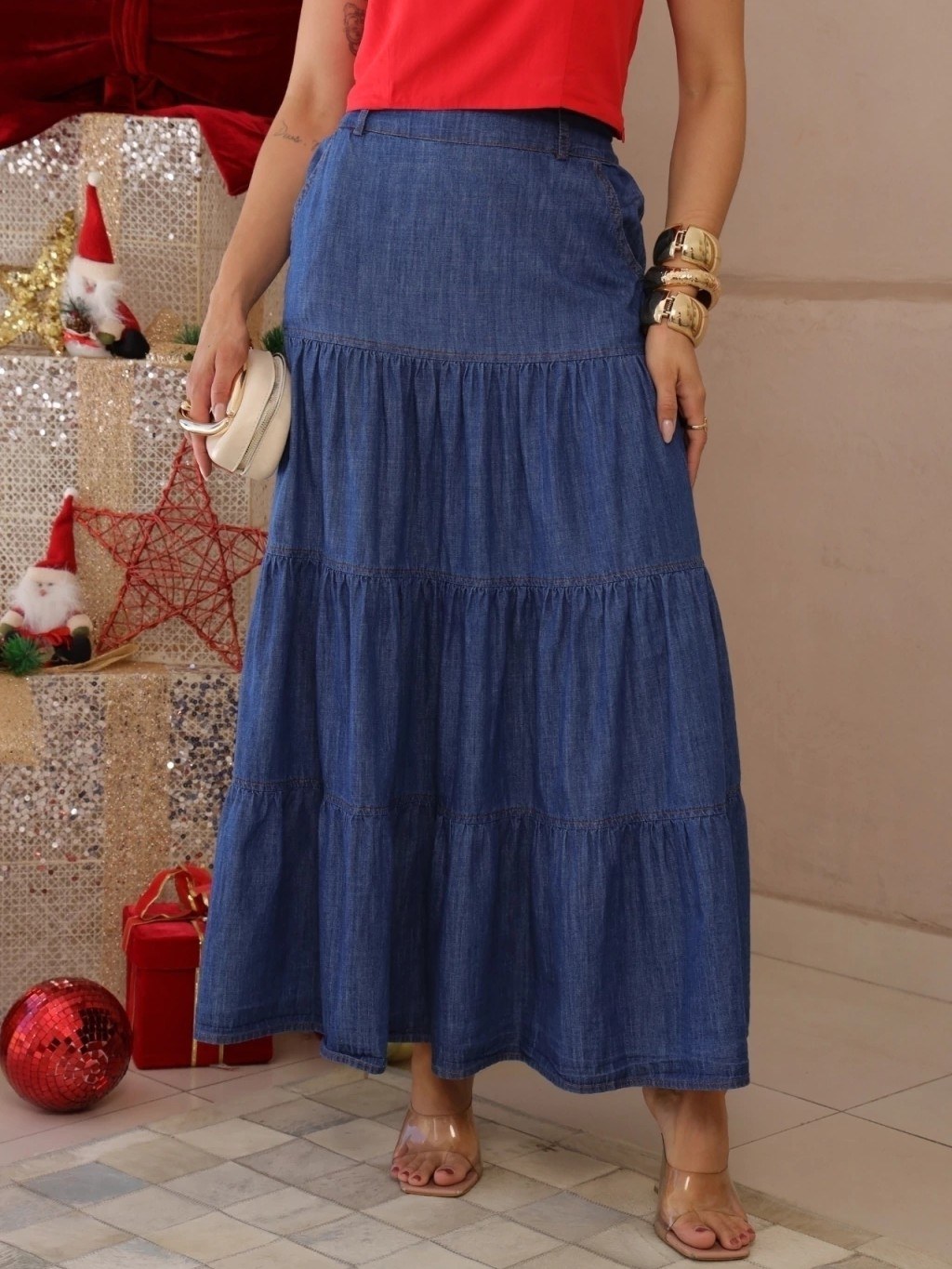 Saia Jeans Feminina Três Marias ⭐