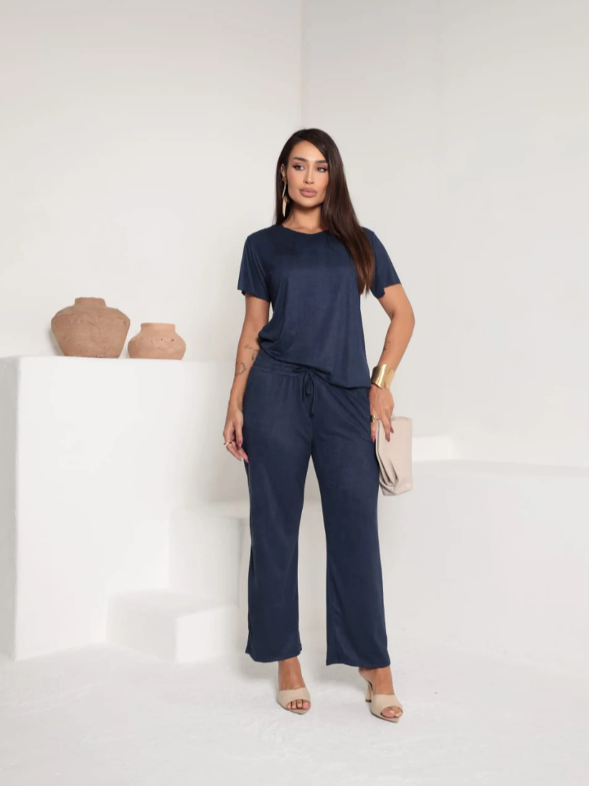 Conjunto Feminino Pantalona Suede ⭐