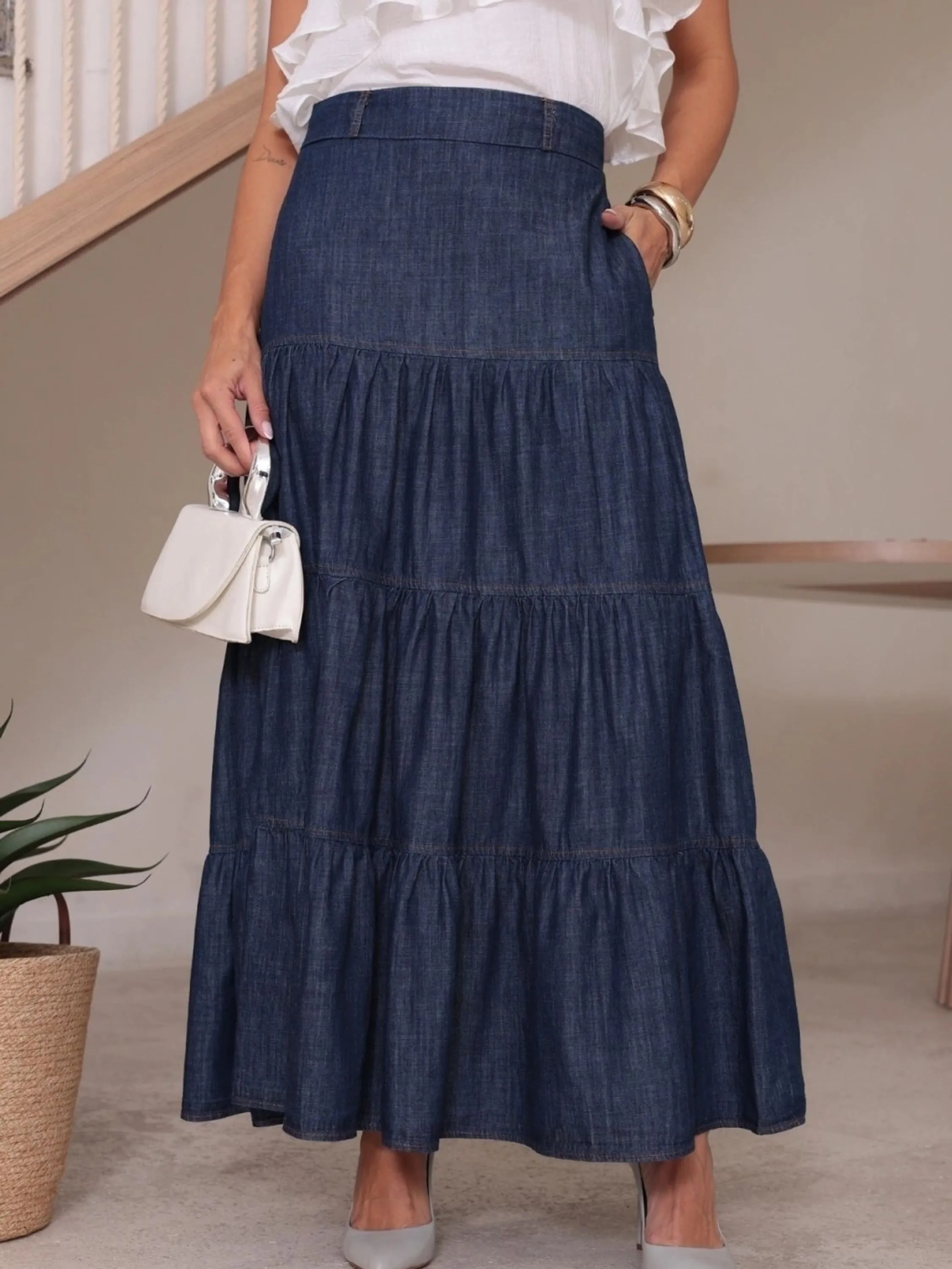 Saia Jeans 3 Marias Feminina ⭐