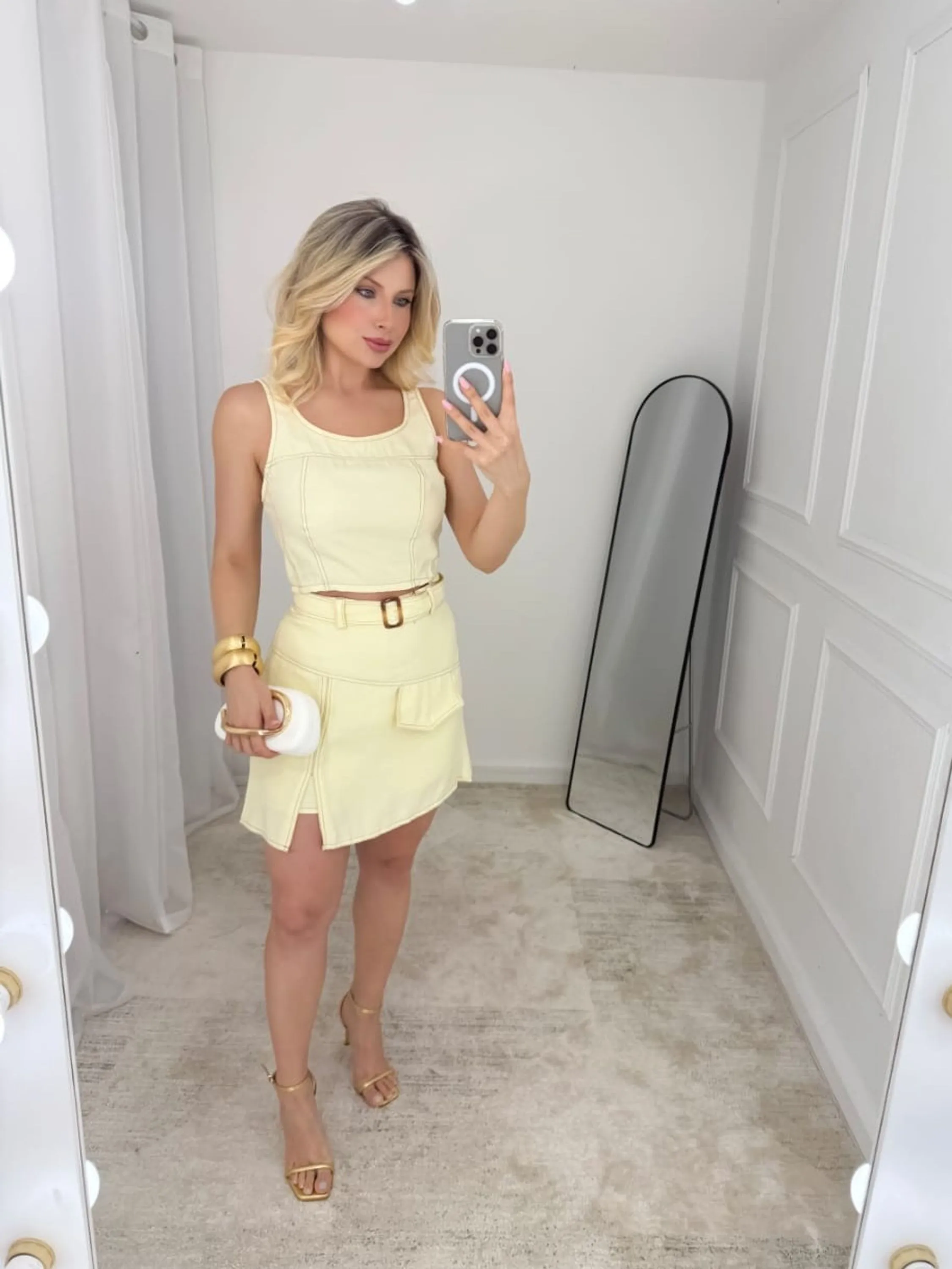 Conjunto Feminino Regata e Saia Alfaiataria ⭐