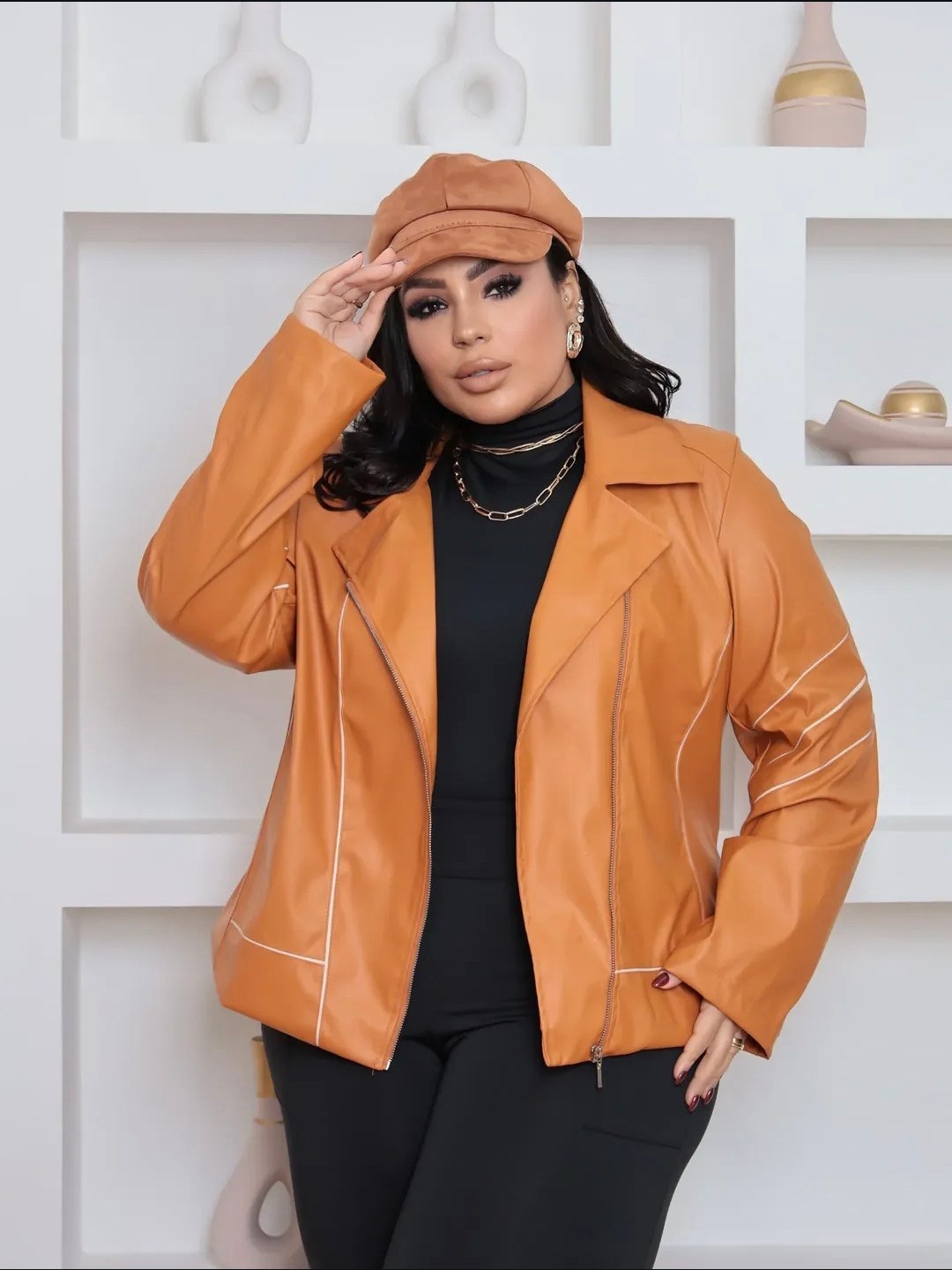 Casaco Jaqueta Plus size com Zíper
