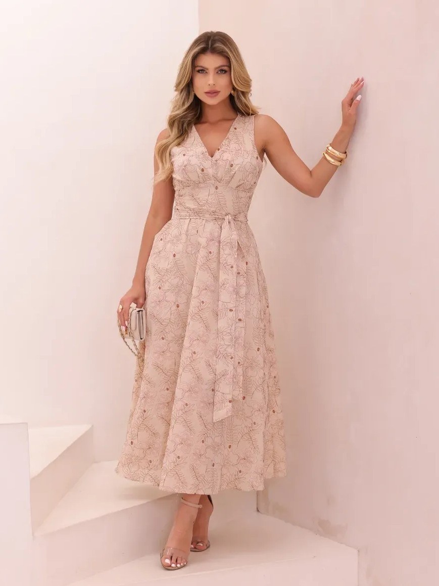 Vestido Feminino Longo em Laise ⭐