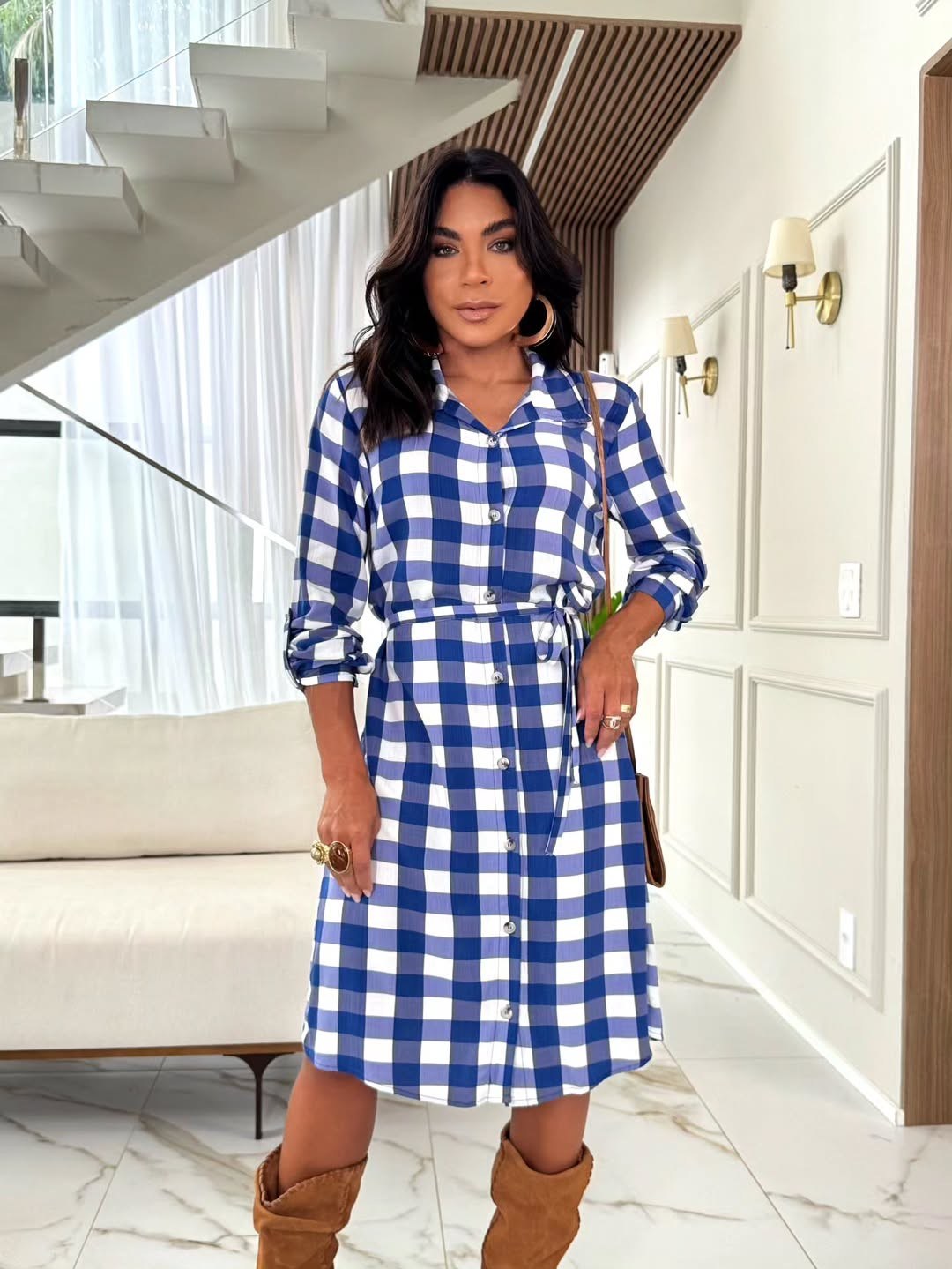 Vestido Feminino Curto Xadrez Viscolinho ⭐
