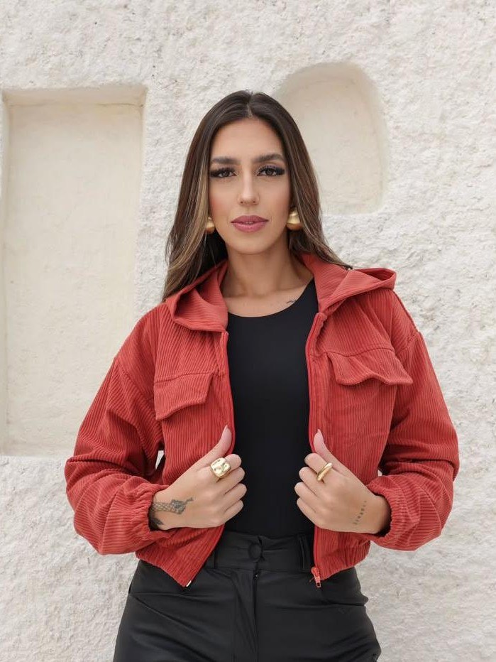 Casaco Bomber Feminino com Touca.