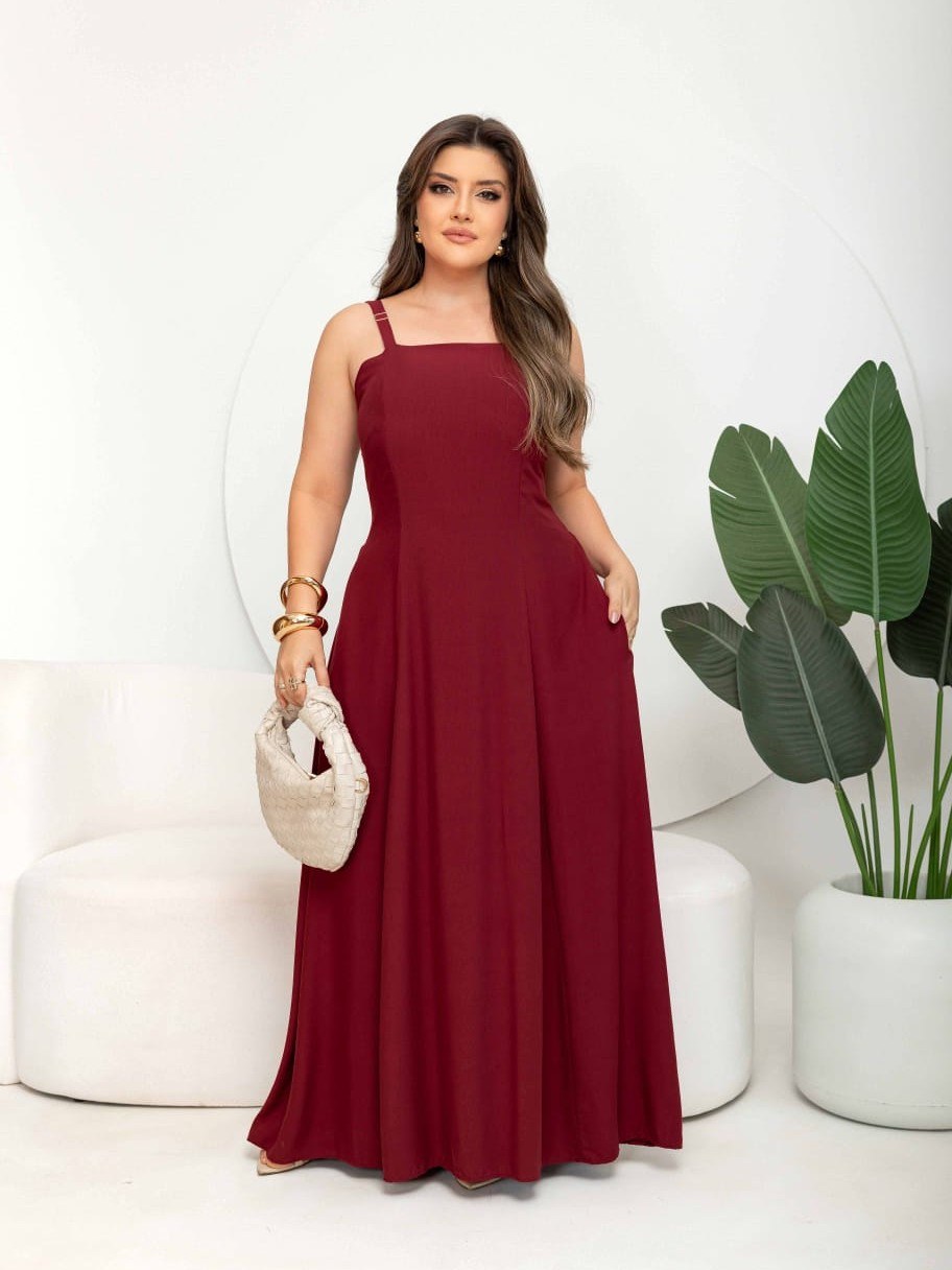 Vestido Longo Feminino Com Alças