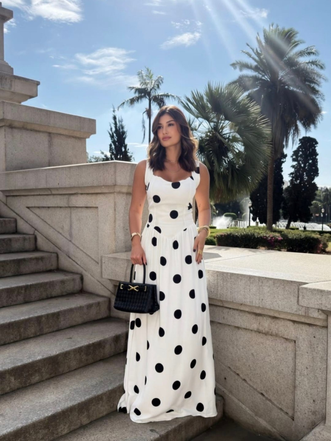 Vestido Feminino Poá Longo