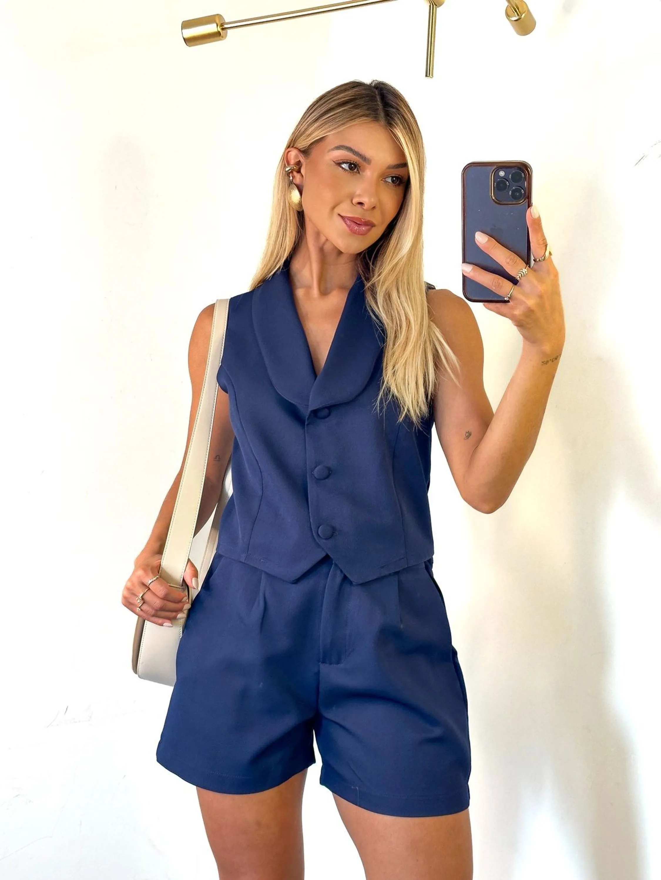 Conjunto Feminino Alfaiataria Short e Colete ⭐