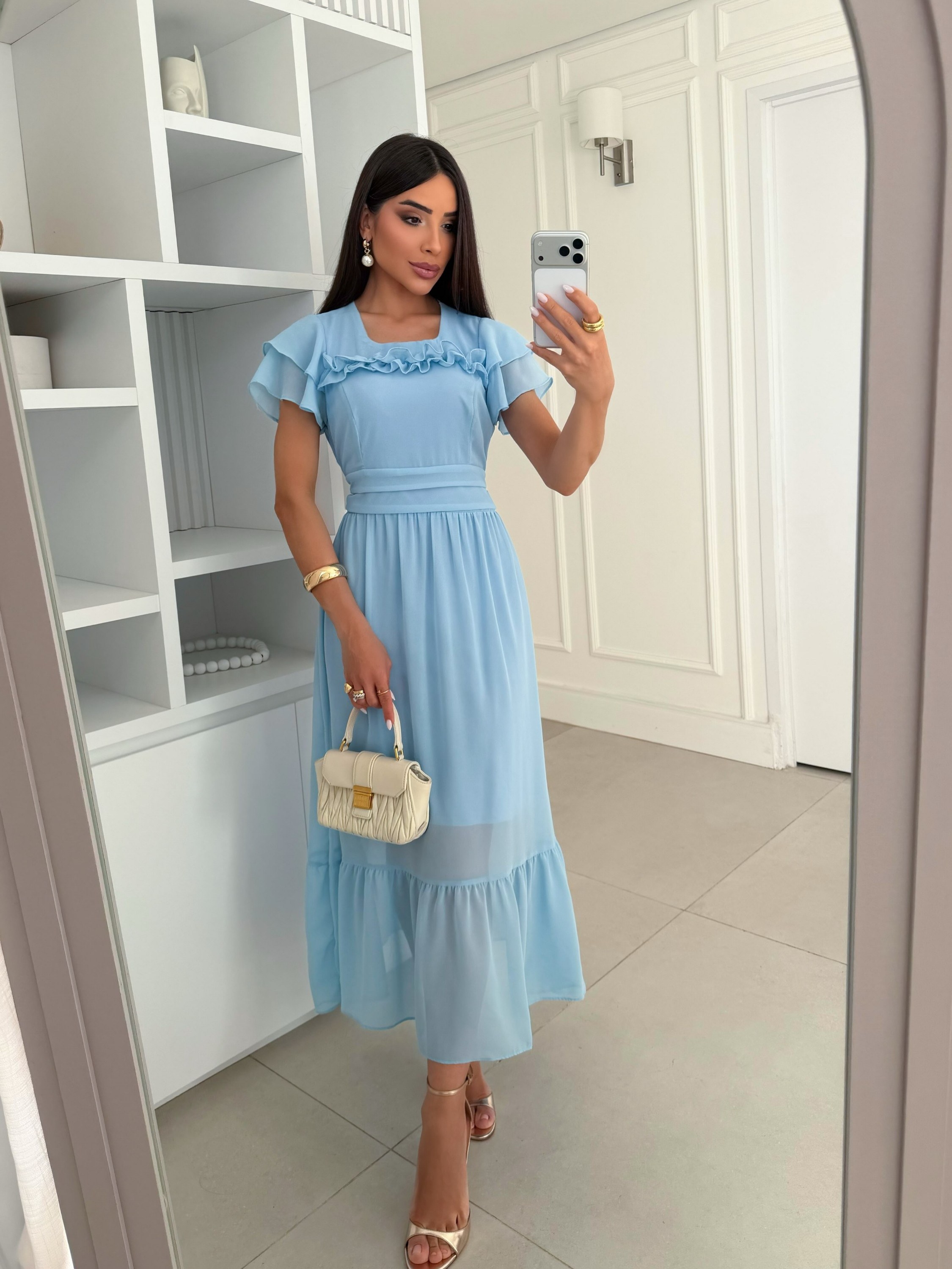 Vestido Midi Feminino Chiffon ⭐