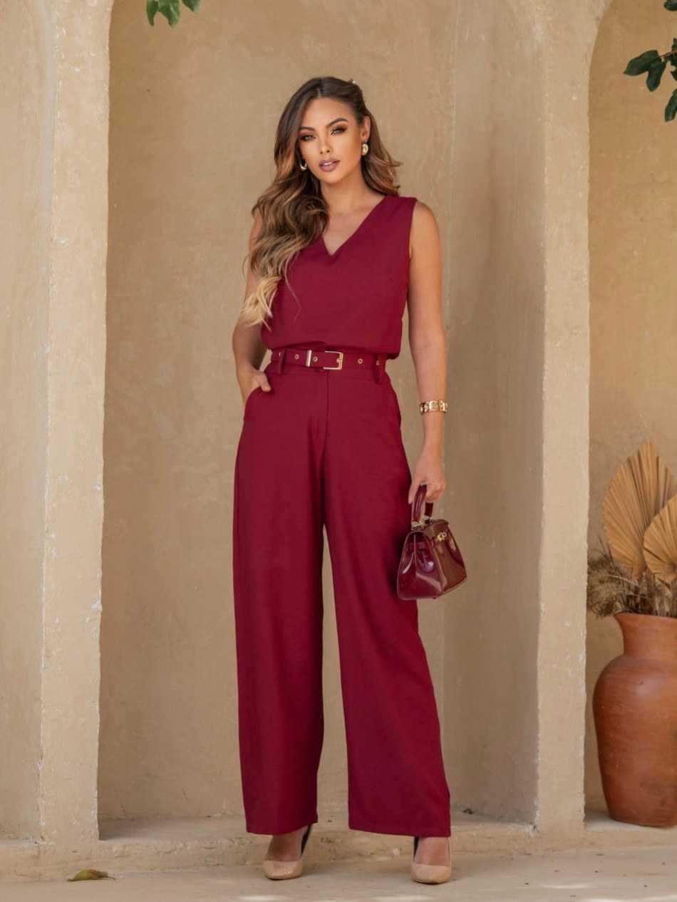 Conjunto Feminino Calça Blusa Regata Elegante