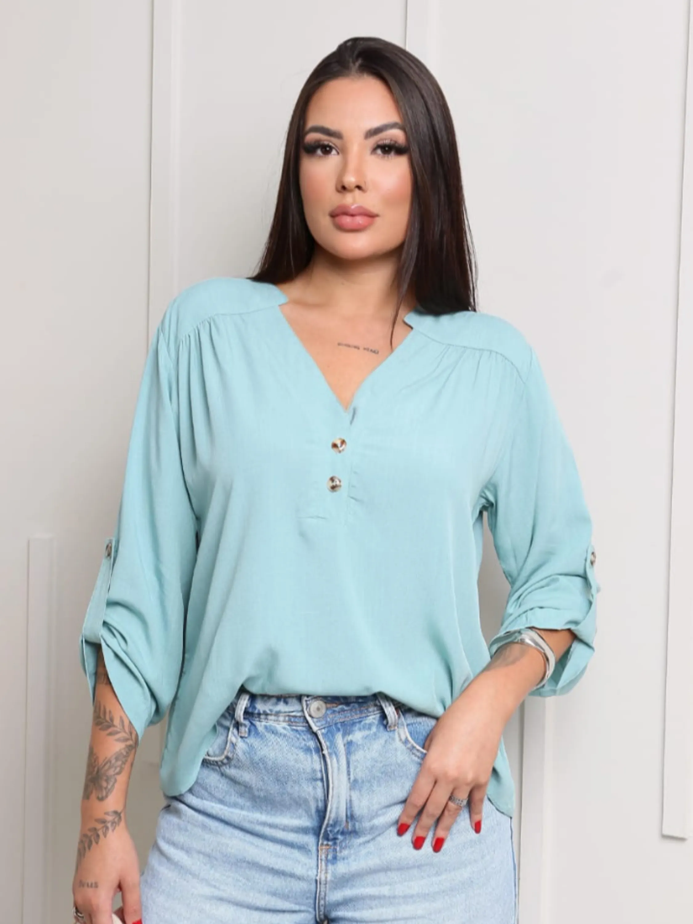 Camisa Feminina Manga 3/4 Viscolinho ⭐