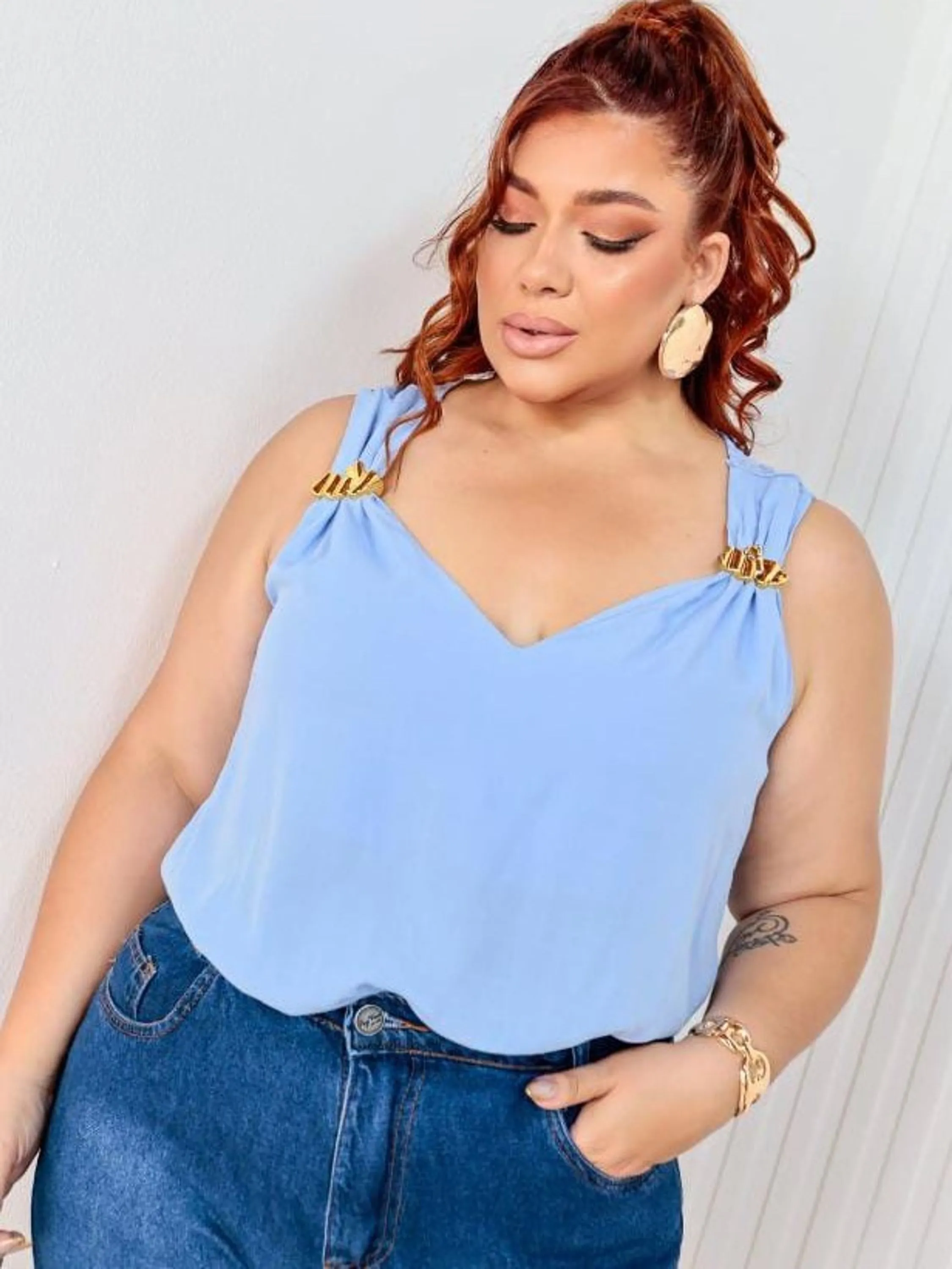 Regata Feminina Plus Size Viscolinho ⭐
