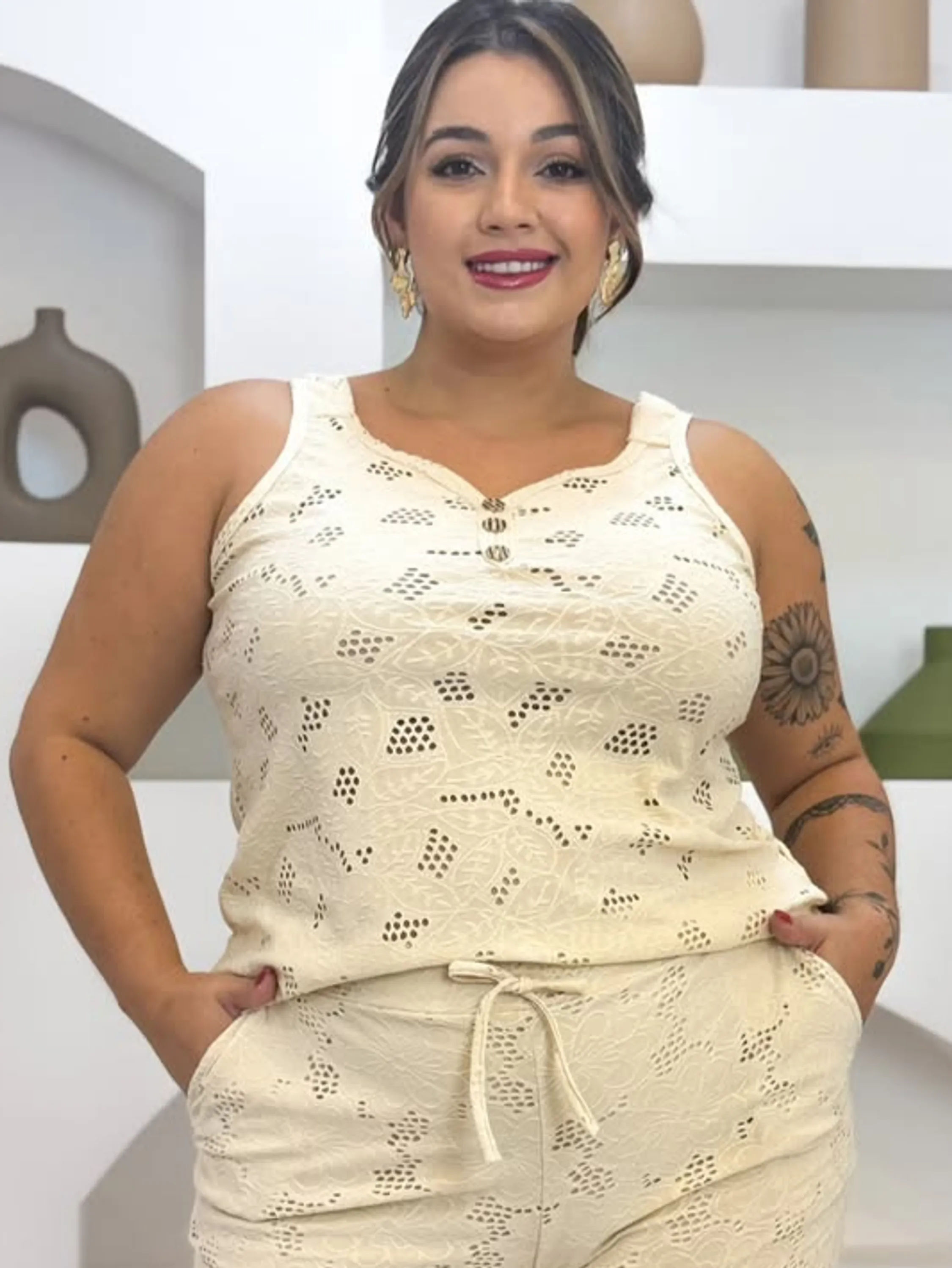 Conjunto Plus Size Conforto em Laise Regata + Short ⭐