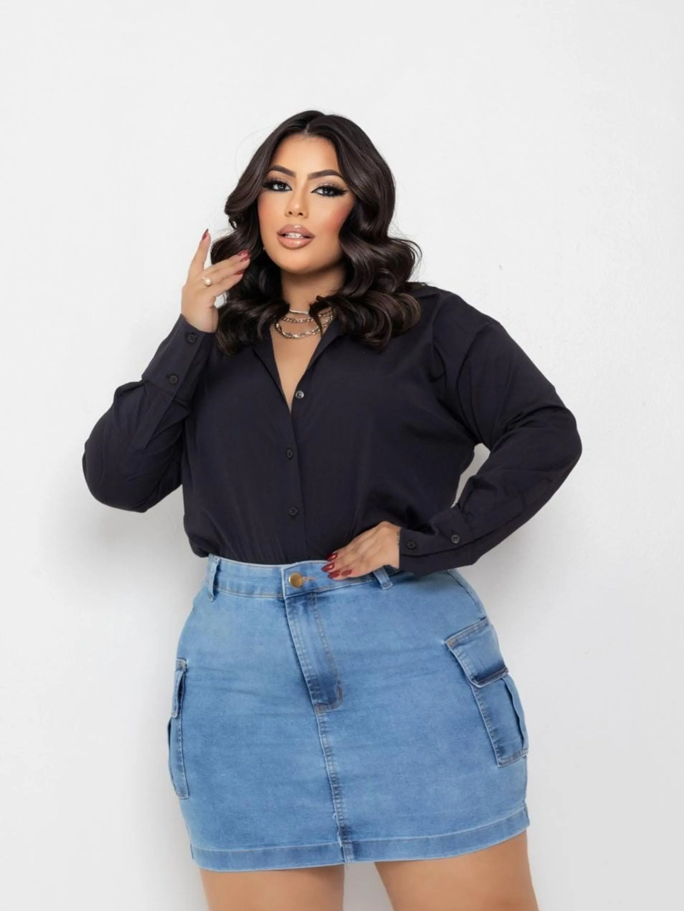 Saia Cargo Jeans Plus Size ⭐