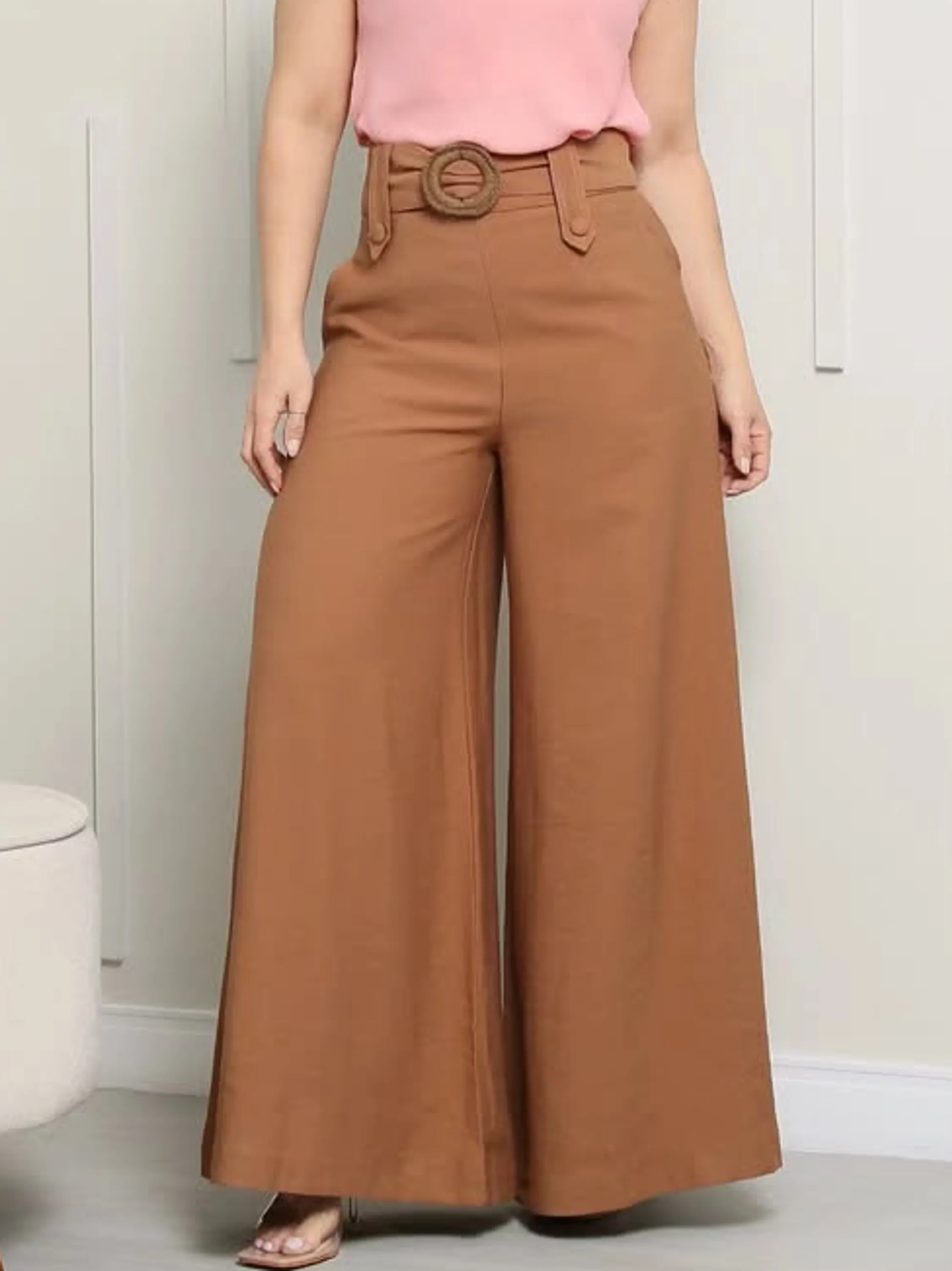 Calça Pantalona Feminina com Cinto ⭐