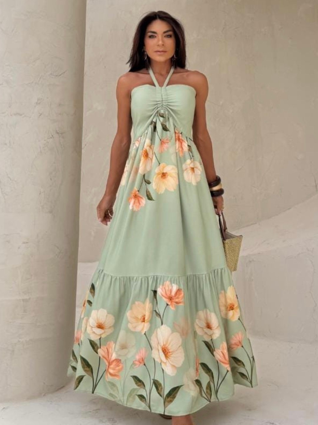 Vestido Feminino Estampa Floral Longo