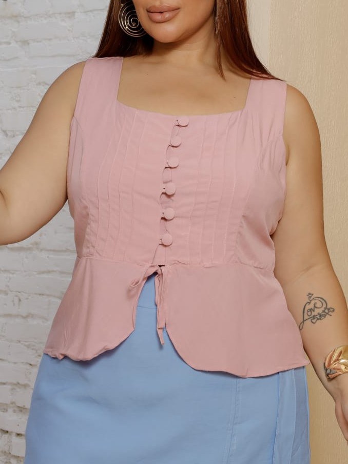 Blusa Regata Feminina Plus Size Viscolinho ⭐