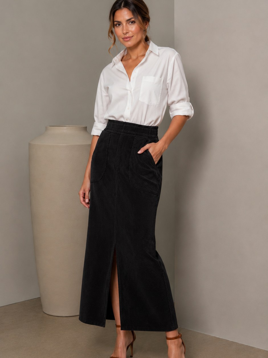 Saia Moda Evangélico Feminina Com Bolsos