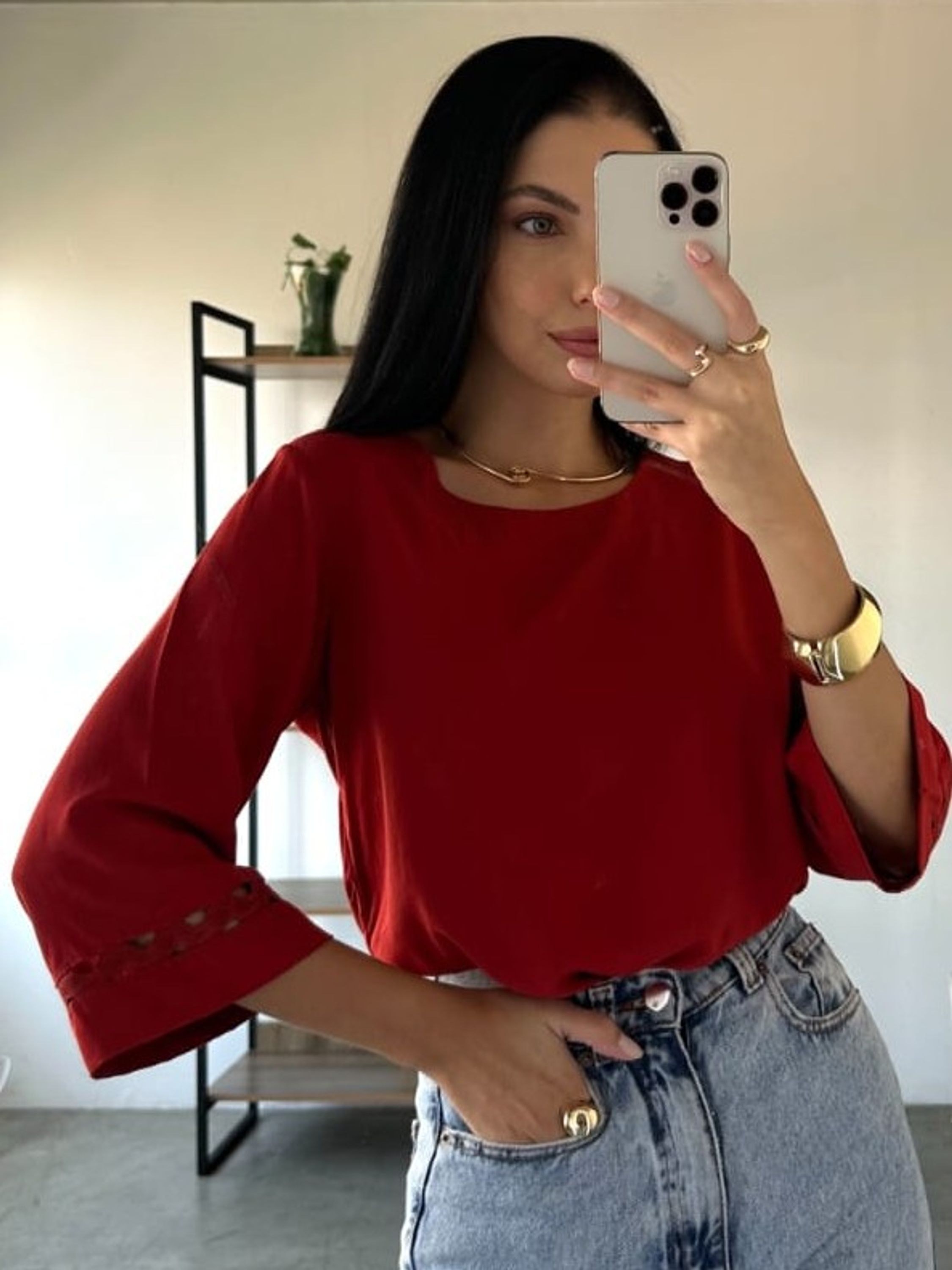 Blusa Feminina Manga 3/4 ⭐