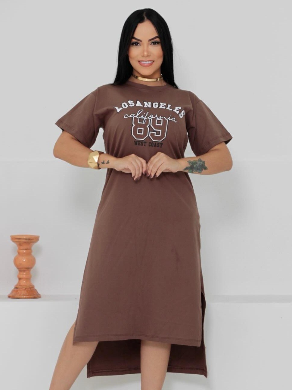Vestido T-Shirt Midi Feminino Algodão ⭐