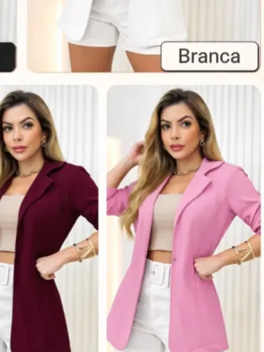 Blazer Feminino Neoprene Modelagem Alfaiatada